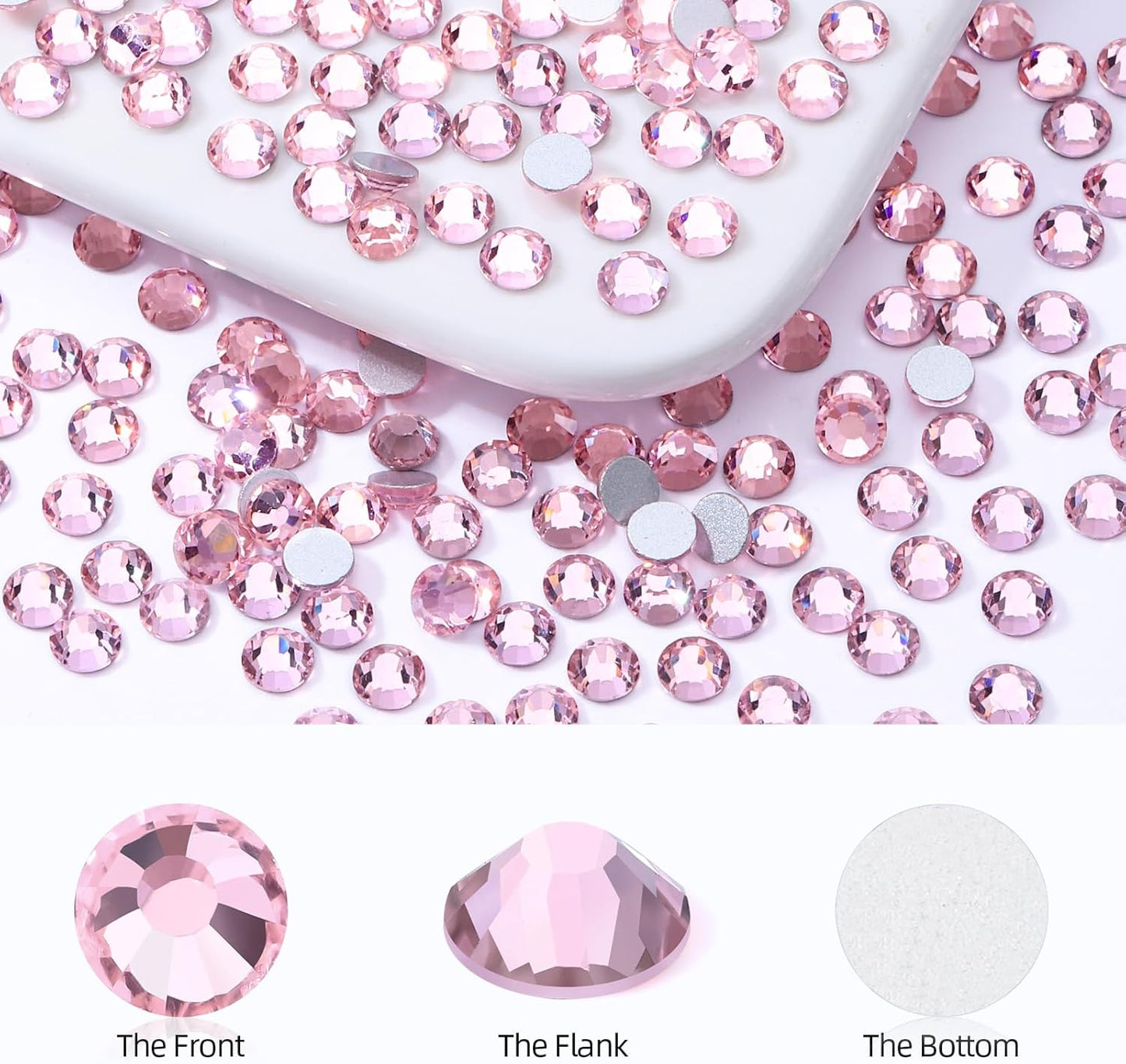 Pink Flatback Rhinestones, Glass Rhinestones for Nail Art and Craft, Glue Fix, Loose Crystal Gemstones(Pink, SS20, 1440pcs, 4.6-4.8mm)