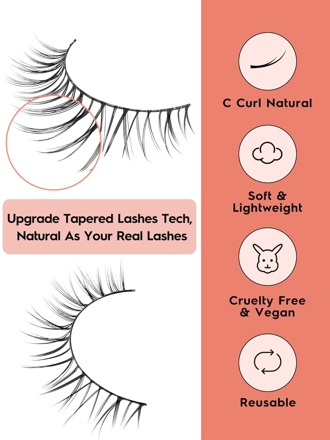 Natural Lashes Eyelashes 10mm Short Mink Lashes Wispy Eyelashes Thinner Band 3D Volume Cat Eye Lashes C Curl False Lashes 7 Pair by Siligli