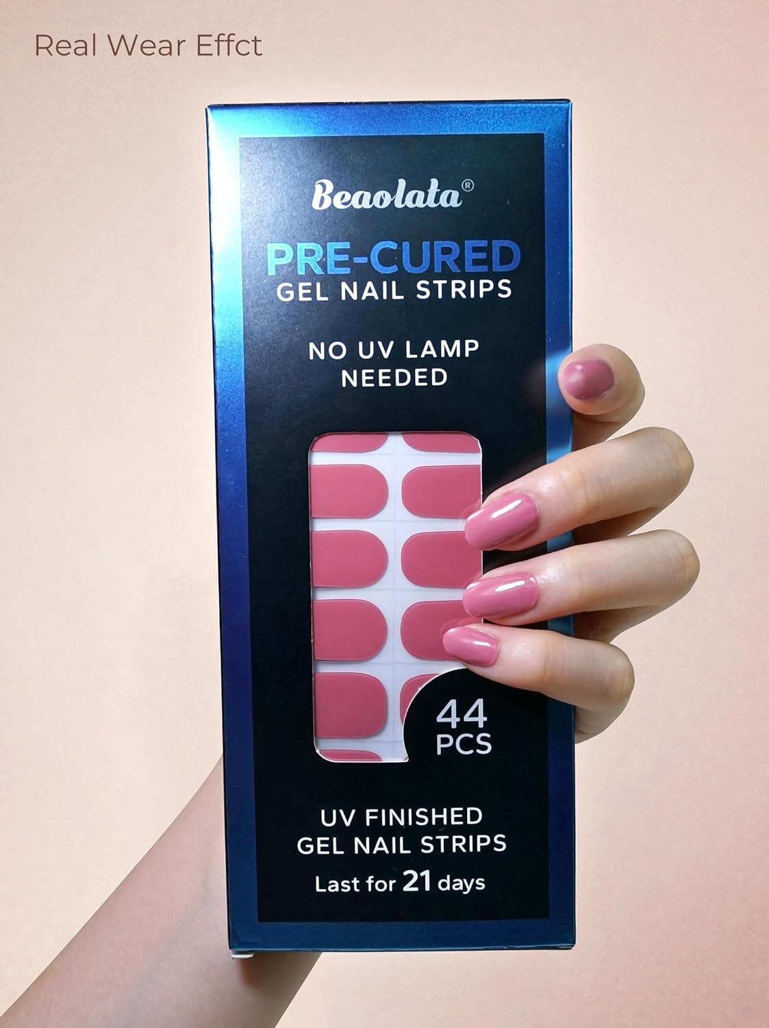 Pre Cured Gel Nail Strips - 44PCS Salon Quality Gel Nail Stickers - Long Lasting Polish Wraps for Women no UV Light Needed Easy Apply& Remove (Sultry Purple)