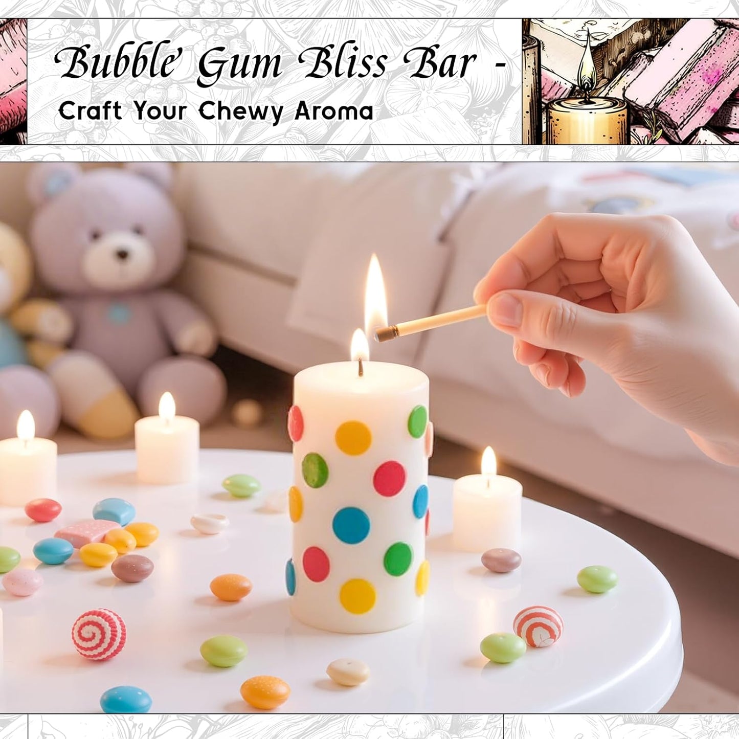 HIQILI Bubble Gum Fragrance Oil for Candle, Soap & Bath Bombs Making, Long Lasting Candy Scents, Home Diffuser Use - 5.07 Fl Oz