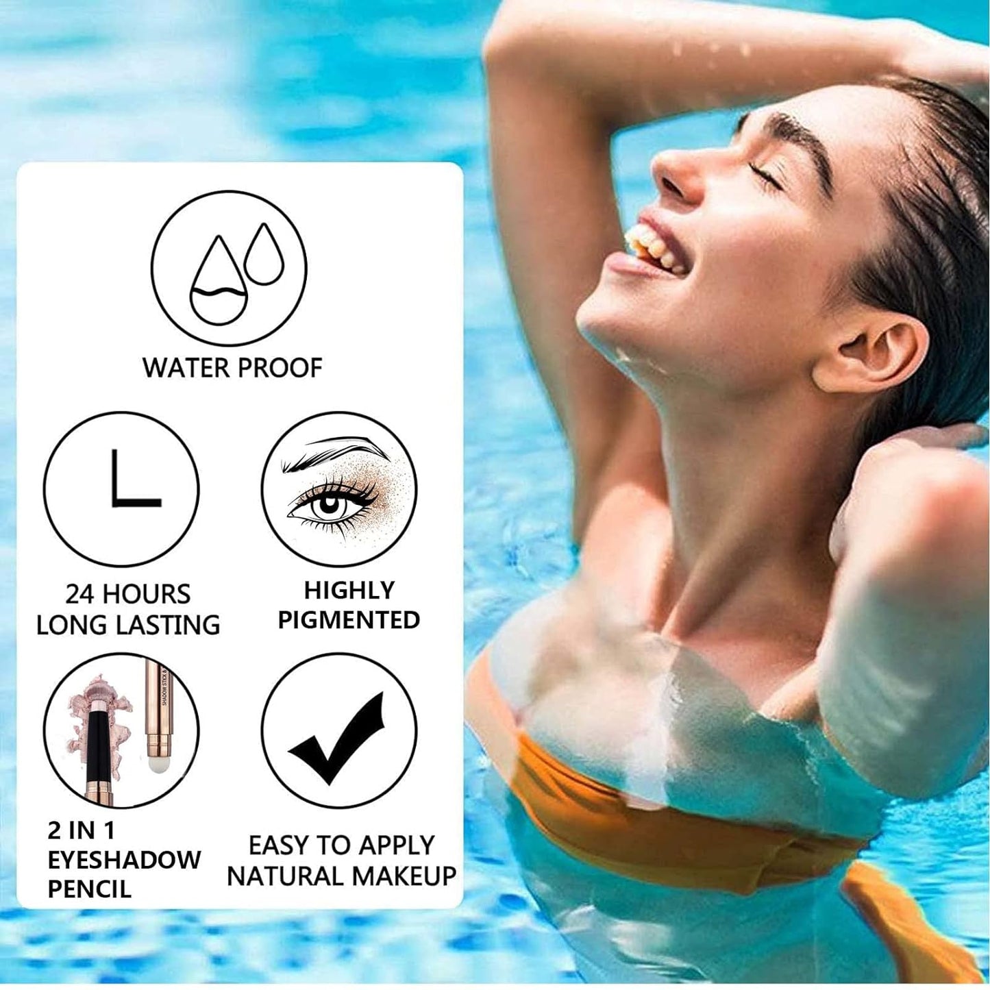 Purple Eyeshadow Stick Makeup, Highlighter Matte Cream Eye Shadow Pencil, Waterproof Hypoallergenic Long Lasting Crayon, Glitter Primer Palette Shimmer Eyeliner Pen wiht Soft Brush