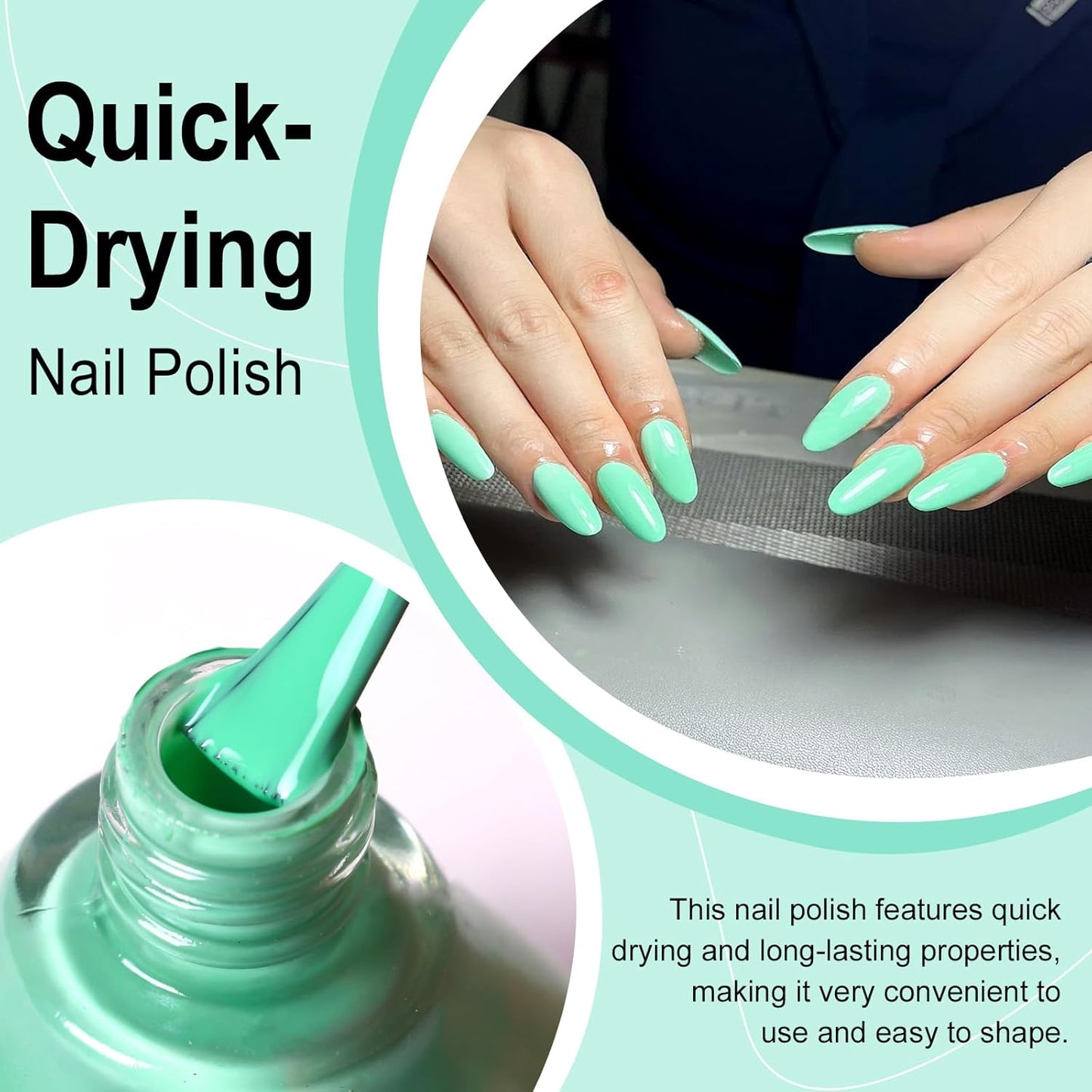 Major Dijit Seafoam Green Quick Dry Regular Nail Polish - Nail Art Lacquer, 0.41 Fl Oz