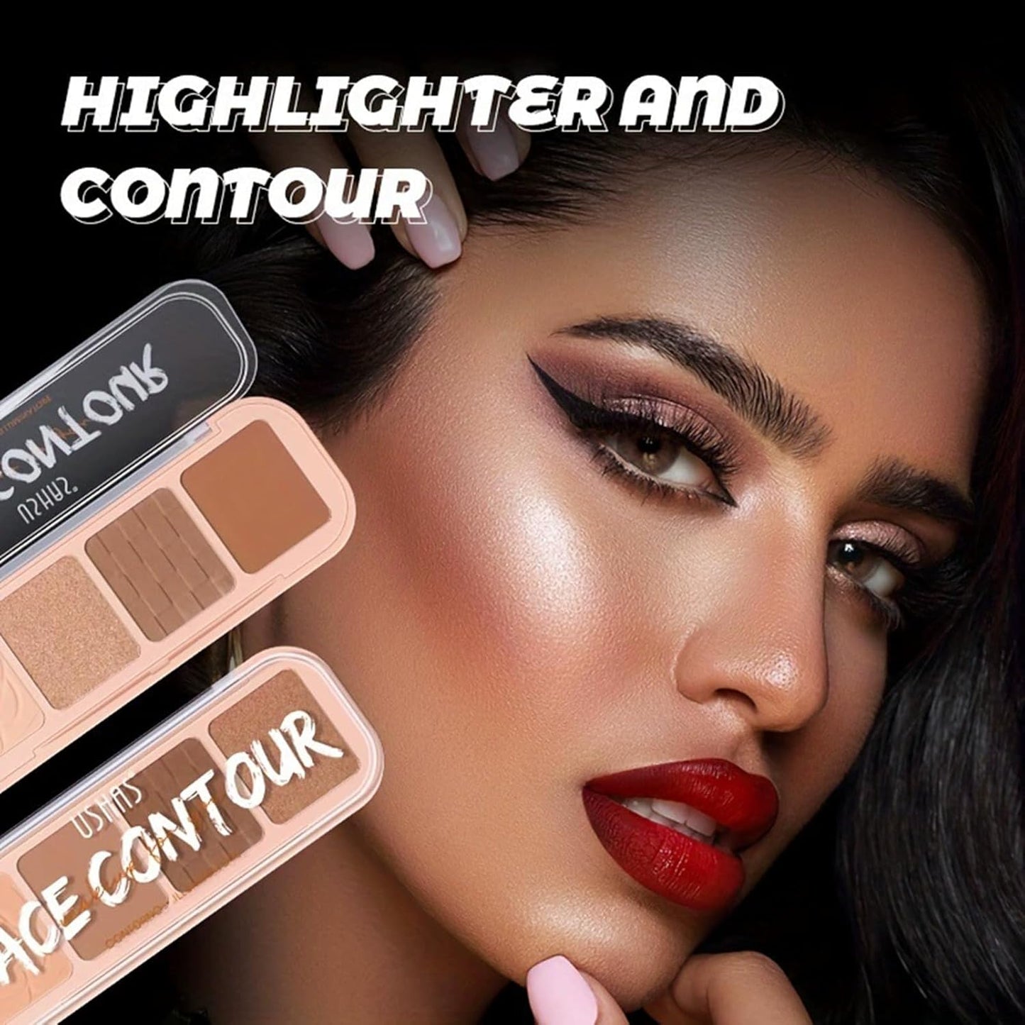 4 Colors Contour Palette, Face Contouring Highlighters Bronzer Powder Makeup Kit, Natural Contouring Makeup Kit for Beginner, All in one Makeup Contour Palettes (01, 1.02)