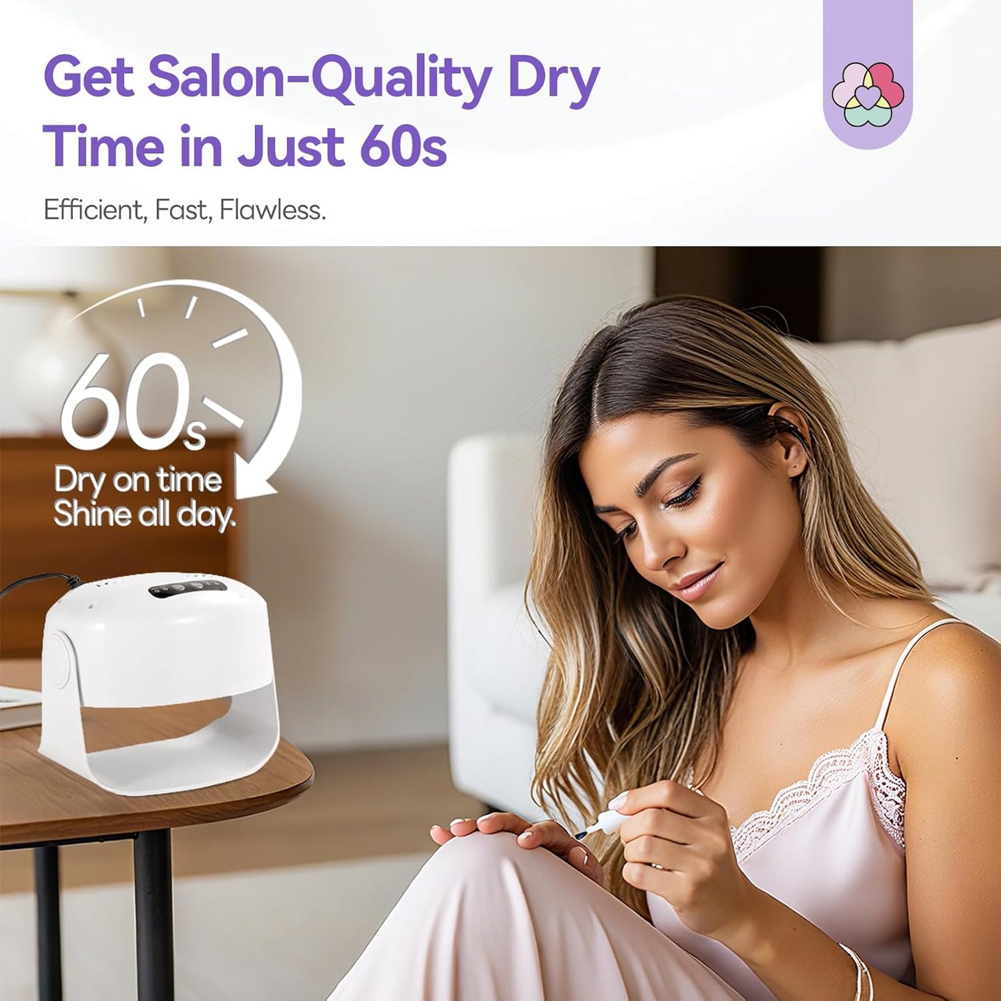 SAVILAND Essentials 600W Fast Nail Dryer: 6X Fast Drying Nail Polish Dryer for Regular Polish Nail Fan With Adjustable Angle Fingernail Dual Heating & Cooling Modes Dry Nail Dehydrator for Salon White