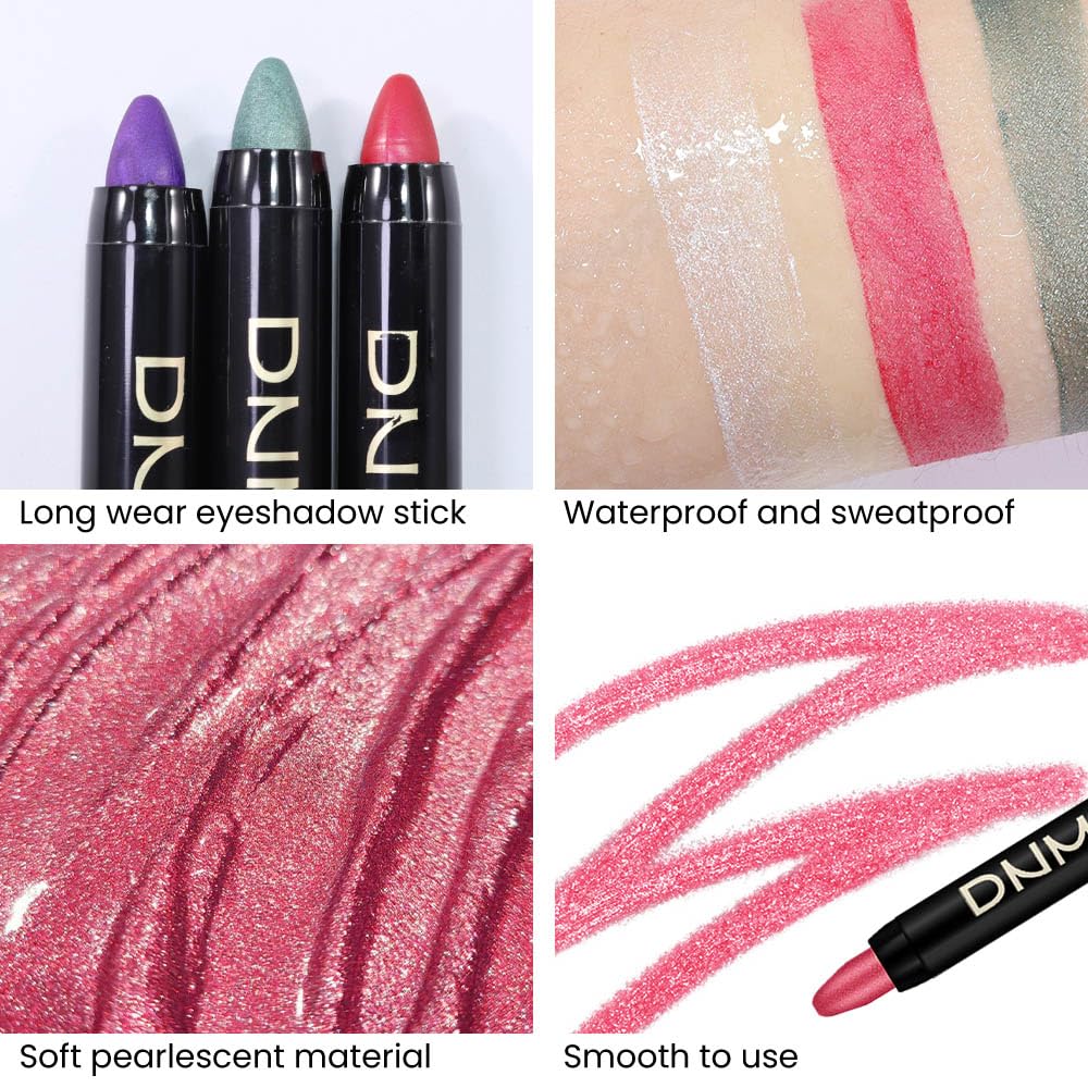 Kaely 2Pcs Cream Eyeshadow Sticks Set for Eyes Waterproof,Pearl White & Red Shimmer Matte Eye shadow Stick Pencil Pen Bulk sombras en crema para ojos 01+35