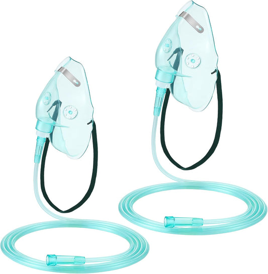 Geiserailie 2PCS L/XL Oxygen Mask with 6.6 Ft Tubing and Adjustable Elastic Strap, Adult Oxygen Mask with Tubing, Breathing Masks for Face Adult
