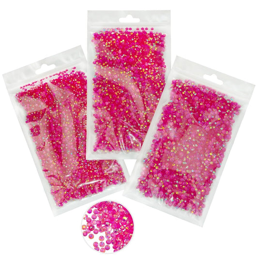 16000PCS Hot Pink AB Resin Rhinestones for Crafting 3mm 4mm 5mm Rose Pink Flatback Jelly Stones SS10 SS16 SS20 Diamonds Crystals Gems Charms for Nails Face Eyes Makeup Tumblers Bottles Crafts