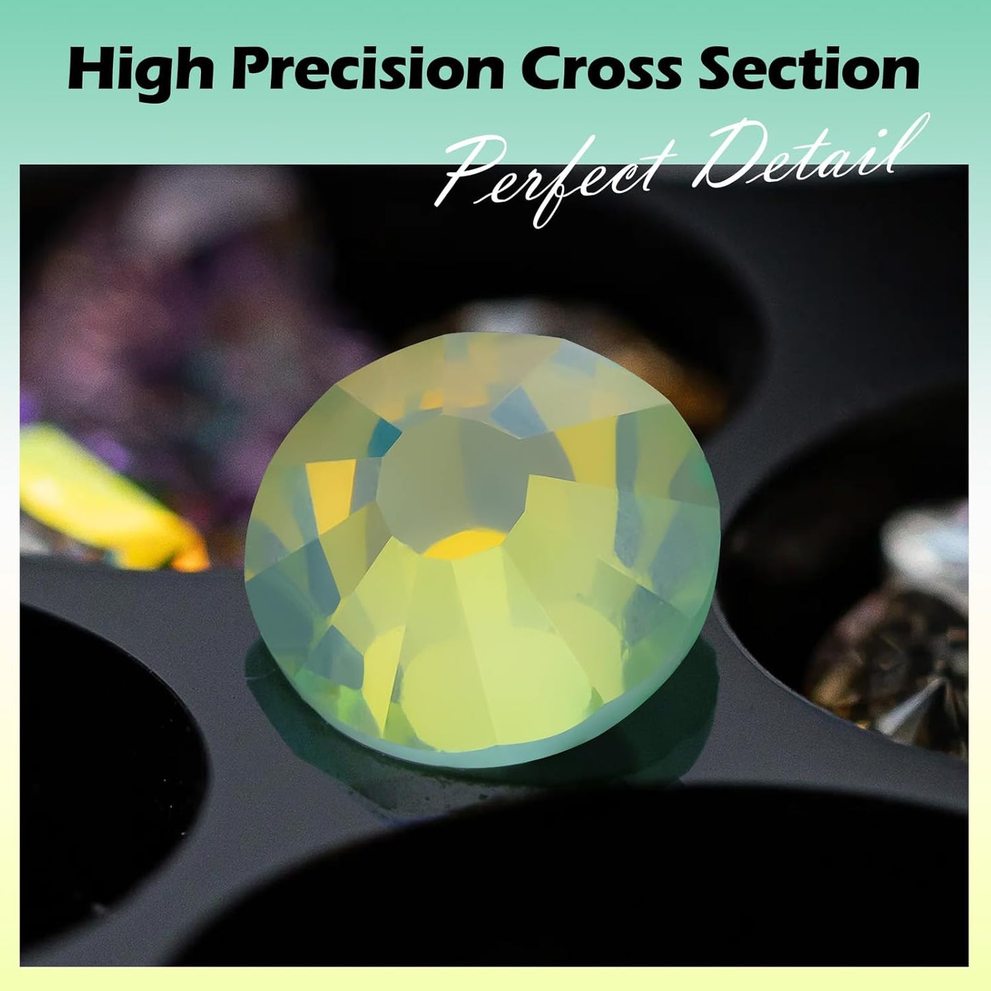 F Green Flatback Rhinestones, Glass Rhinestones for Nail Art and Craft, Glue Fix, Loose Crystal Gemstones(F Green, SS10, 1440pcs, 2.7-2.8mm)