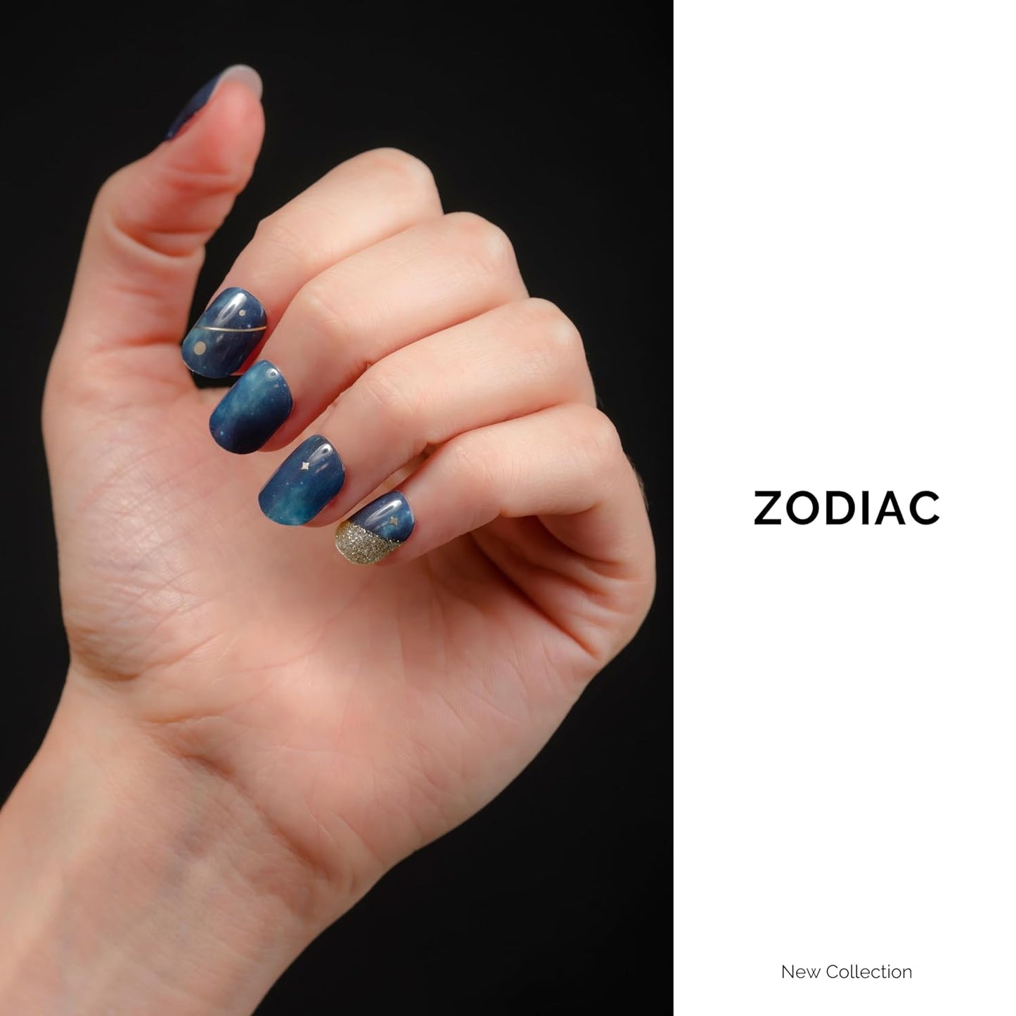 NAILOG Semi Cured Gel Nail Strips 34 pcs| Buy 2 Get 1 UV Lamp | Long Lasting Nail Polish Sticker Wraps with Glossy Gel Finish, Zodiac