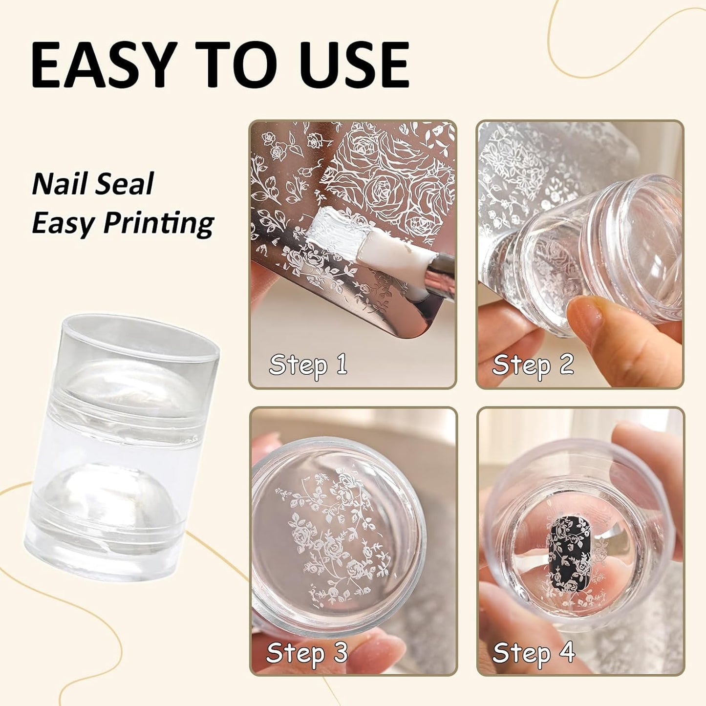 Nail Art Stamping Kit - 26 Color Gels with 5 Stainless Steel Plates, Dual-Ended Silicone Stamper & Scraper - DIY Nail Design Set for Beginners and Pros