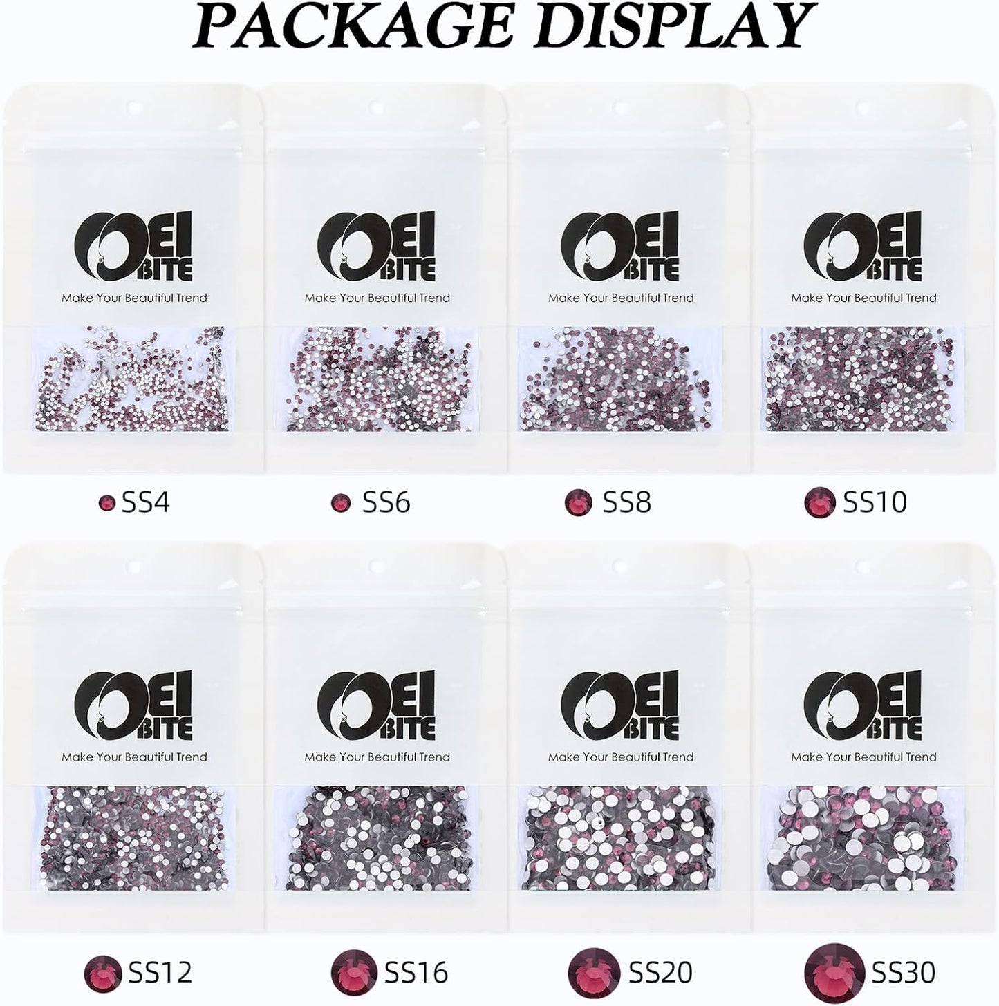 Purple Flatback Rhinestones, Glass Rhinestones for Nail Art and Craft, Glue Fix, Loose Crystal Gemstones(Purple, SS12, 1440pcs, 2.9-3.0mm)