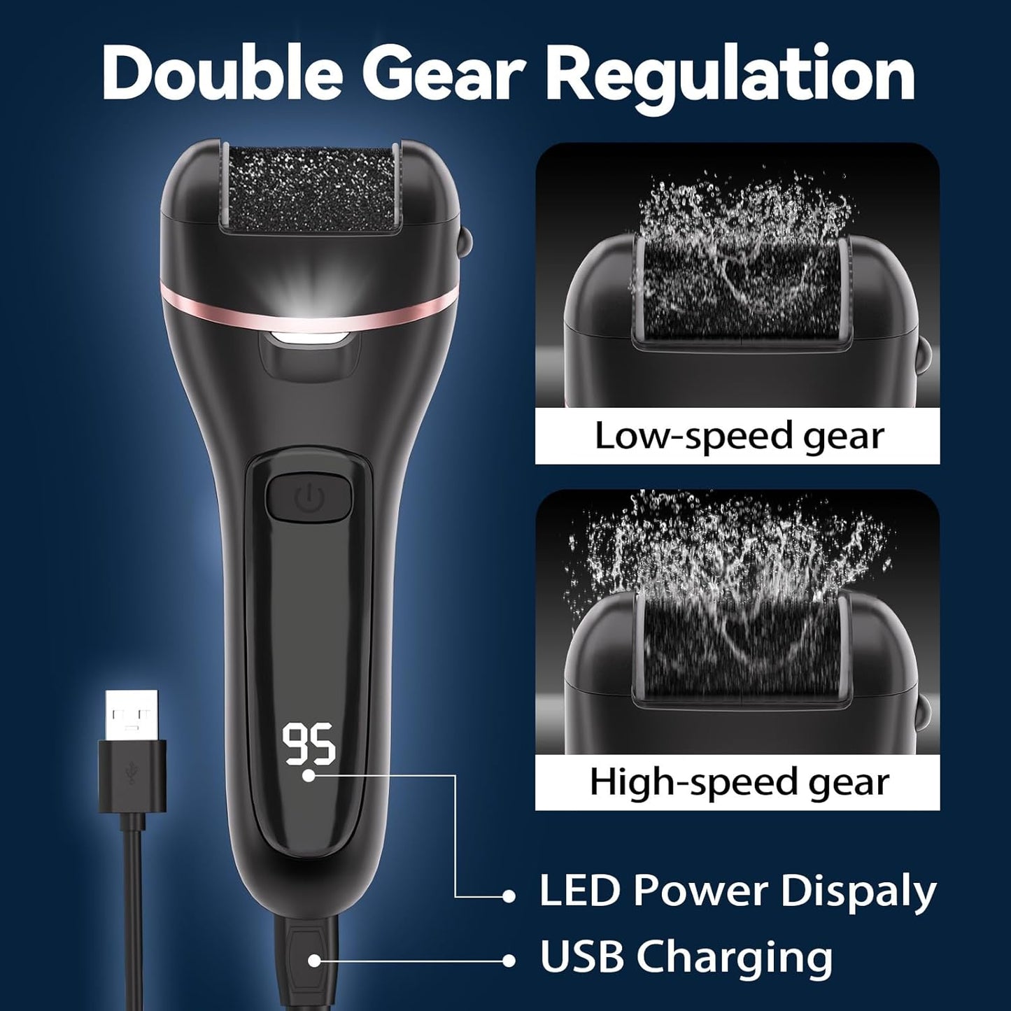 Electric Callus Remover for Feet with 9 Roller Heads 2 Speed Rechargeable Waterproof Professional Pedicure Kit 30 in 1 Foot File Tools Perfect for Dead Hard Cracked Dry Skin