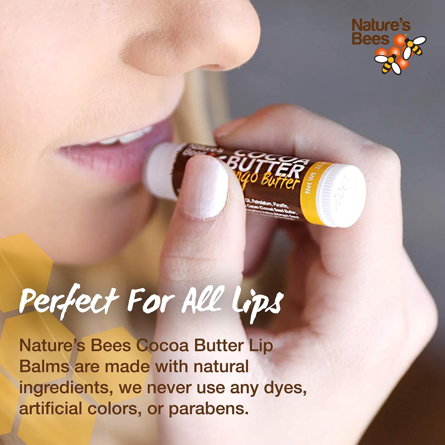 Nature's Bees, Cocoa Butter Flavored Lip Balm Tubes Set Bulk Assortment Chap Treatment Moisturizer For Dry Lips, Original Variety Assortment (Shea Butter, Original, Olive Oil, Mango Butter) - 48 Pack