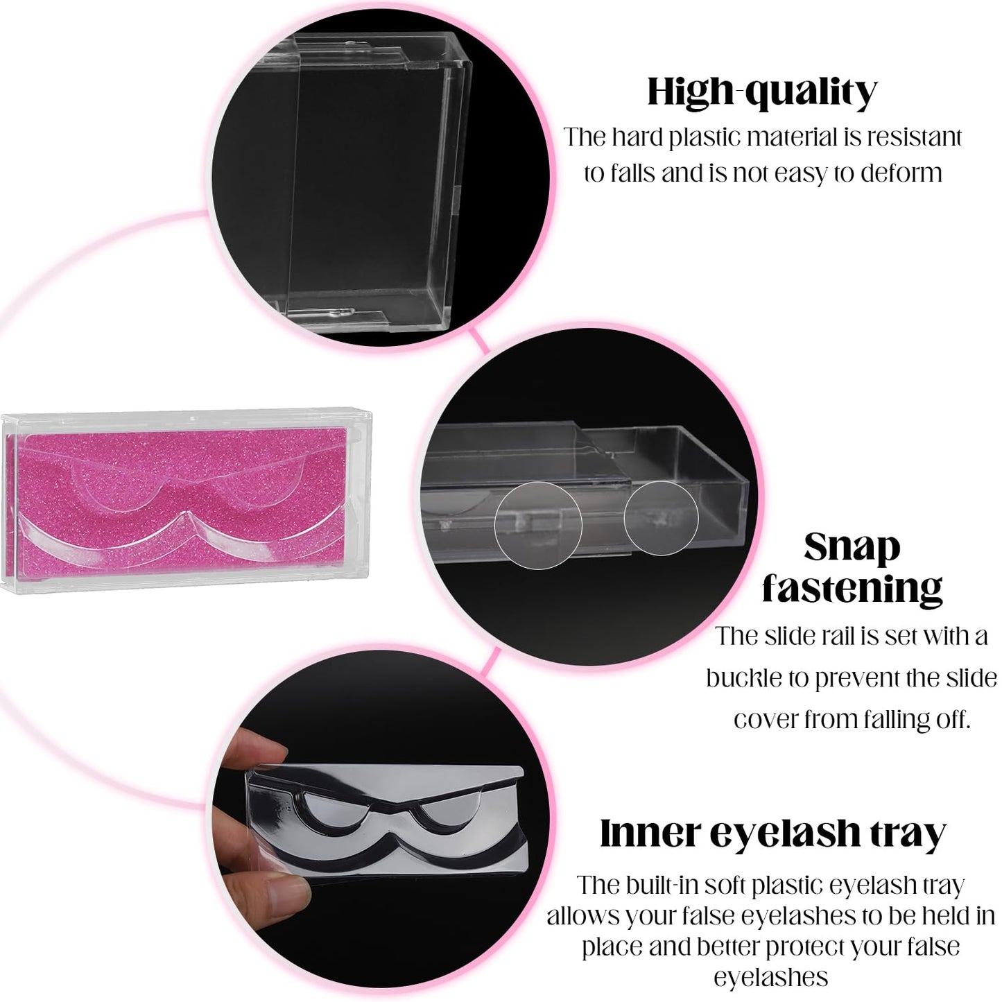 Rose Premium Lash Display Cases - 30 Pack Customizable False Eyelash Storage Containers, Protection