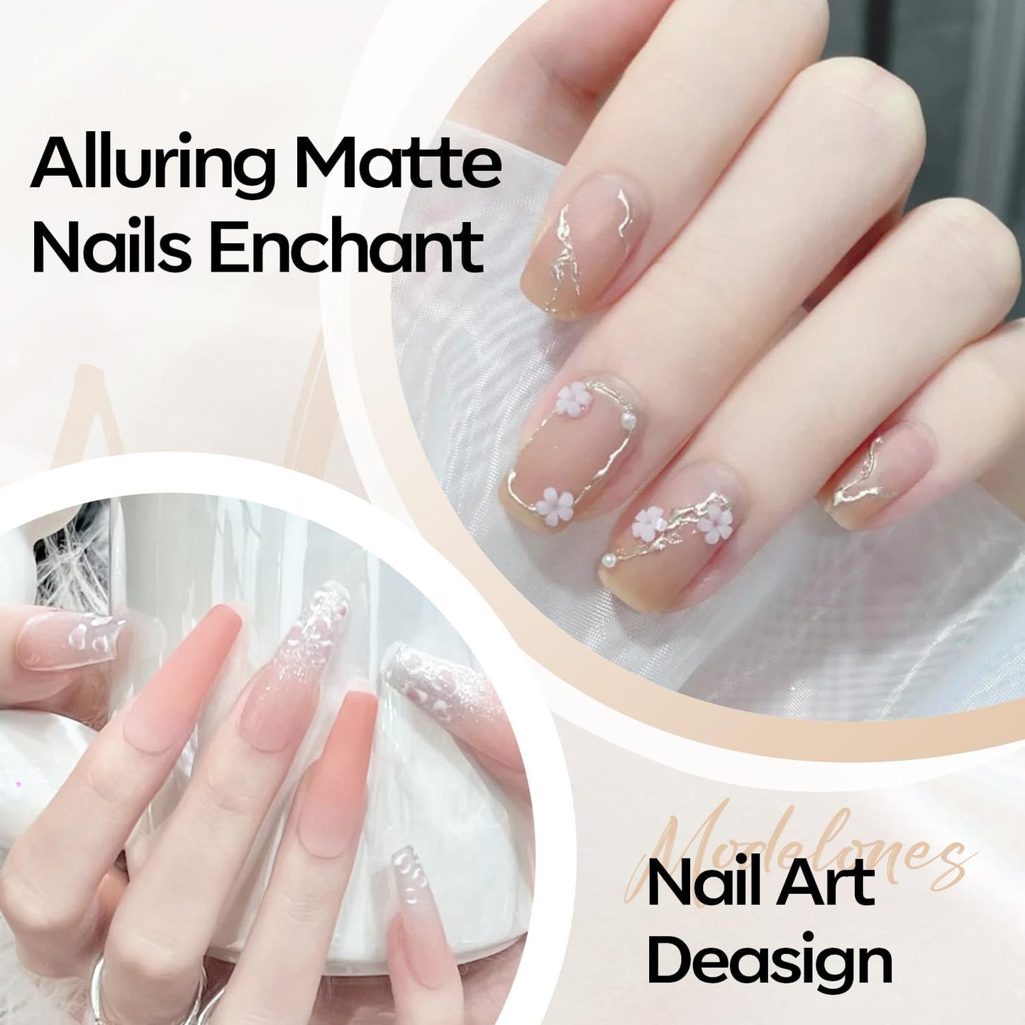 modelones Matte Gel Nail Polish Top Coat, 15ml No Wipe Top Coat Summer Gel Nail Polish Soak Off Powder-Resist Matte Finish Long Lasting DIY Gift Home Nail Salon