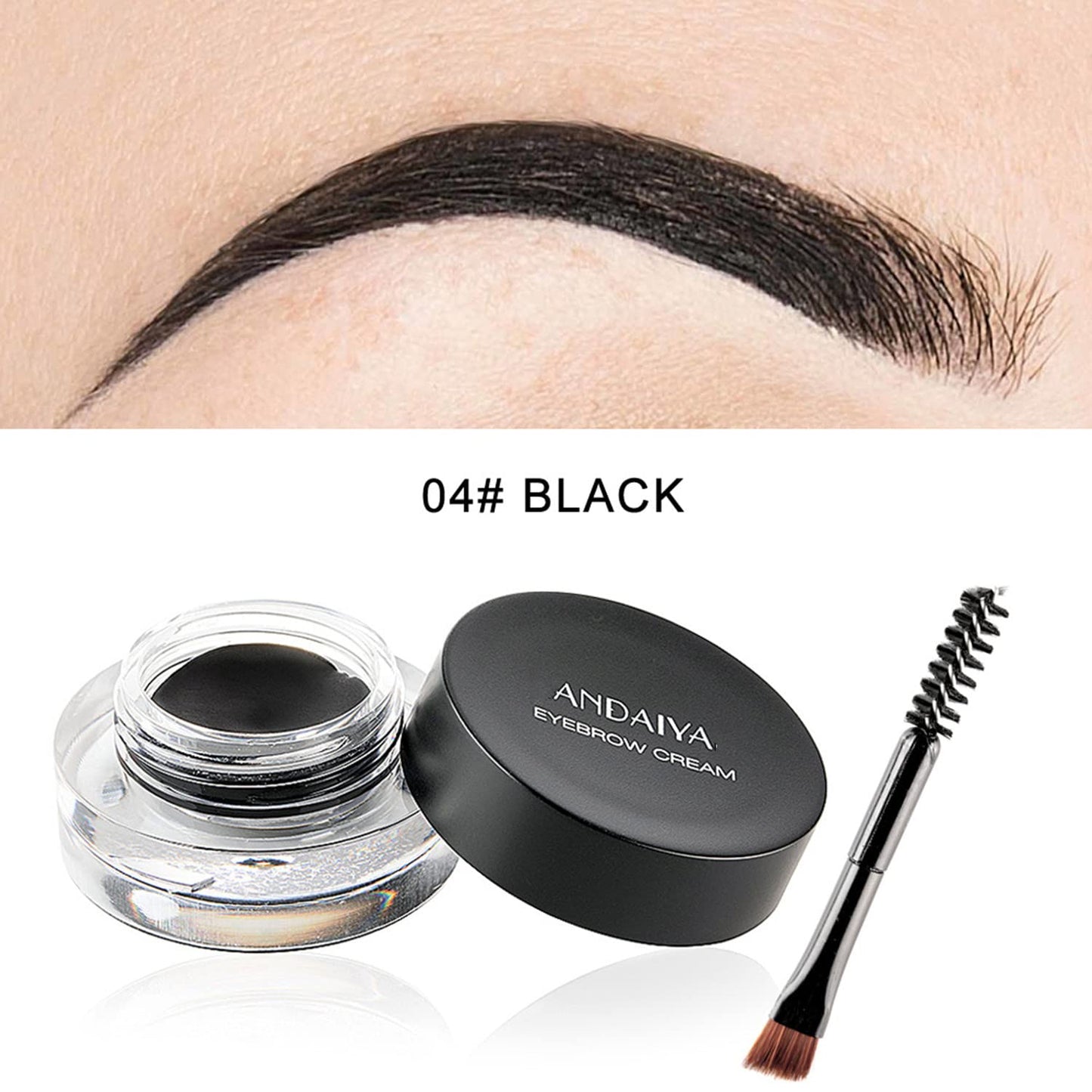 MAEPEOR 12 Colors Eyebrow Pomade Full-pigmented Long Lasting Waterproof Eyebrow Cream Gel Filling & Shaping Tinted Eyebrows Enhancers with Brush for Daily or Cosplay (04 Black)