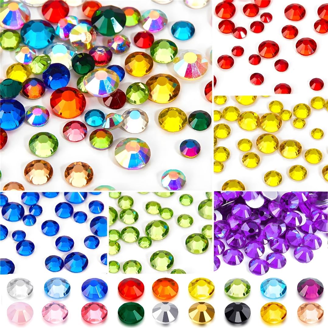 Flatback Rhinestones Round Gems for Nails Art and Crafts 4000Pcs SS6 2mm Glitter Crystals Stone DIY Bags Clothes Shoes (Transparent White)