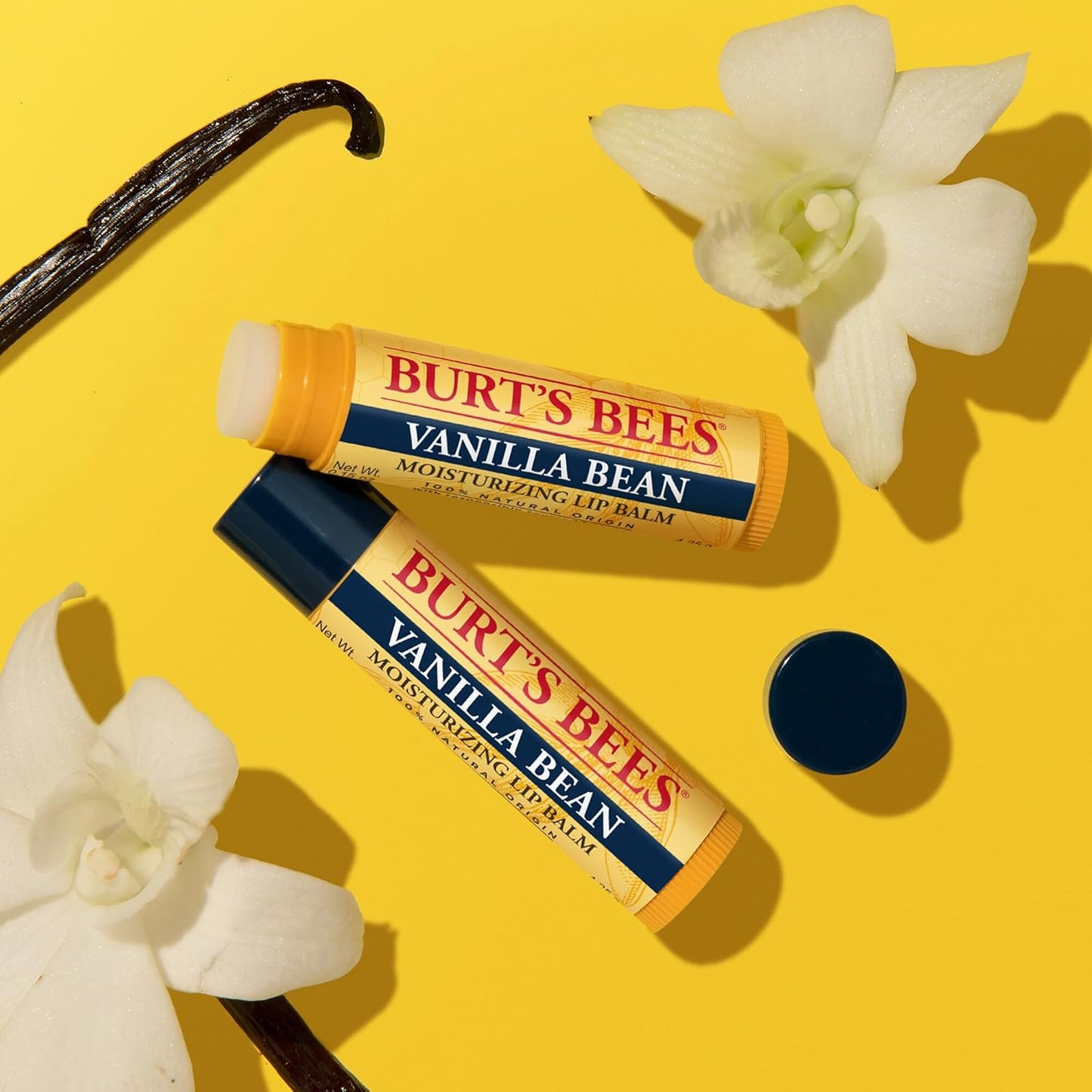 Burt's Bees 100% Natural Moisturizing Lip Balm, Vanilla Bean - 4 Tubes