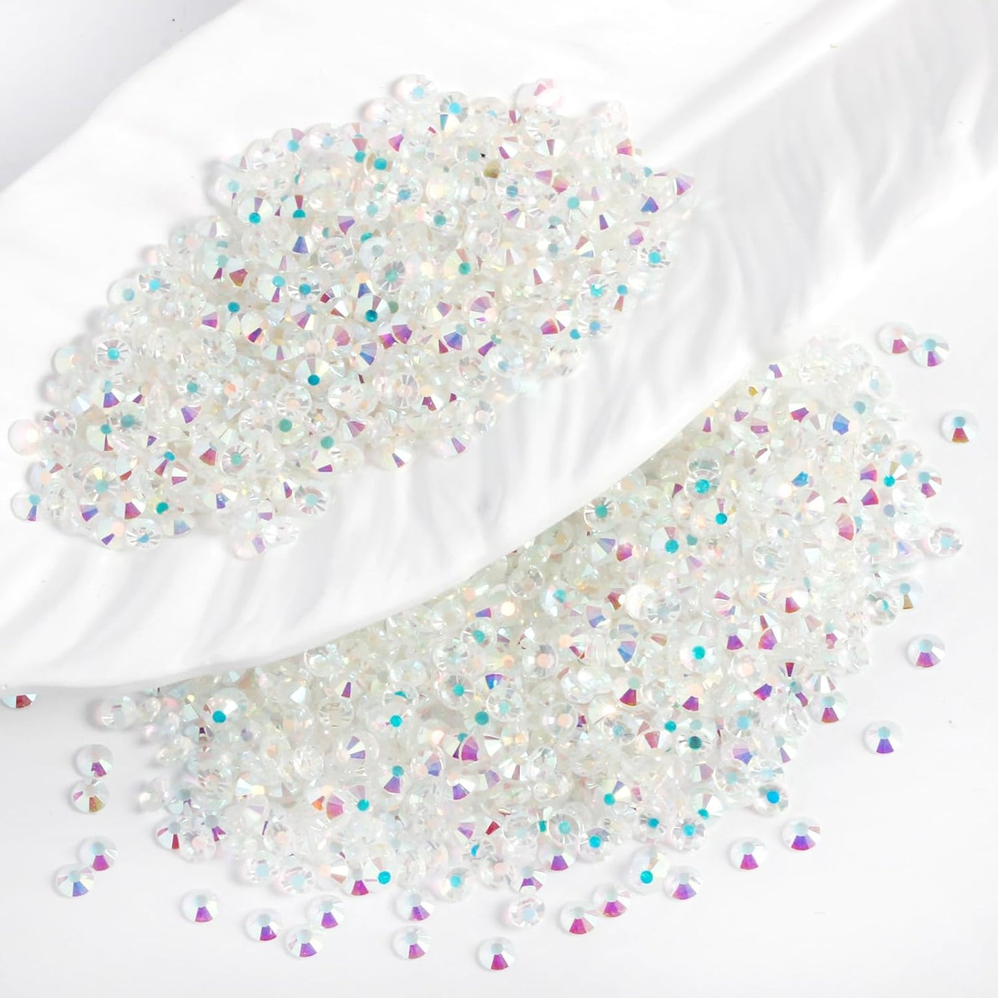 3000PCS SS8 Flatback Rhinestones | 12-Facet Diamond-Cut Glass Gems for Nail Art, Clothing, DIY Crafts |Glue-On Decoration Stones with Silver Backing(Transparent AB)