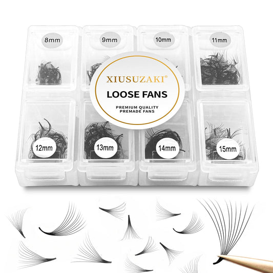 Premade Fans Eyelash Extensions 600 Fans 7D Premade Lash Fans Volume Lash Extensions 0.07 Thickness Eyelash Extension C Curl Mix 8-15mm Fluffy Soft Handmade Loose Fan(600Fans-7D-0.07-C,8-15mm)