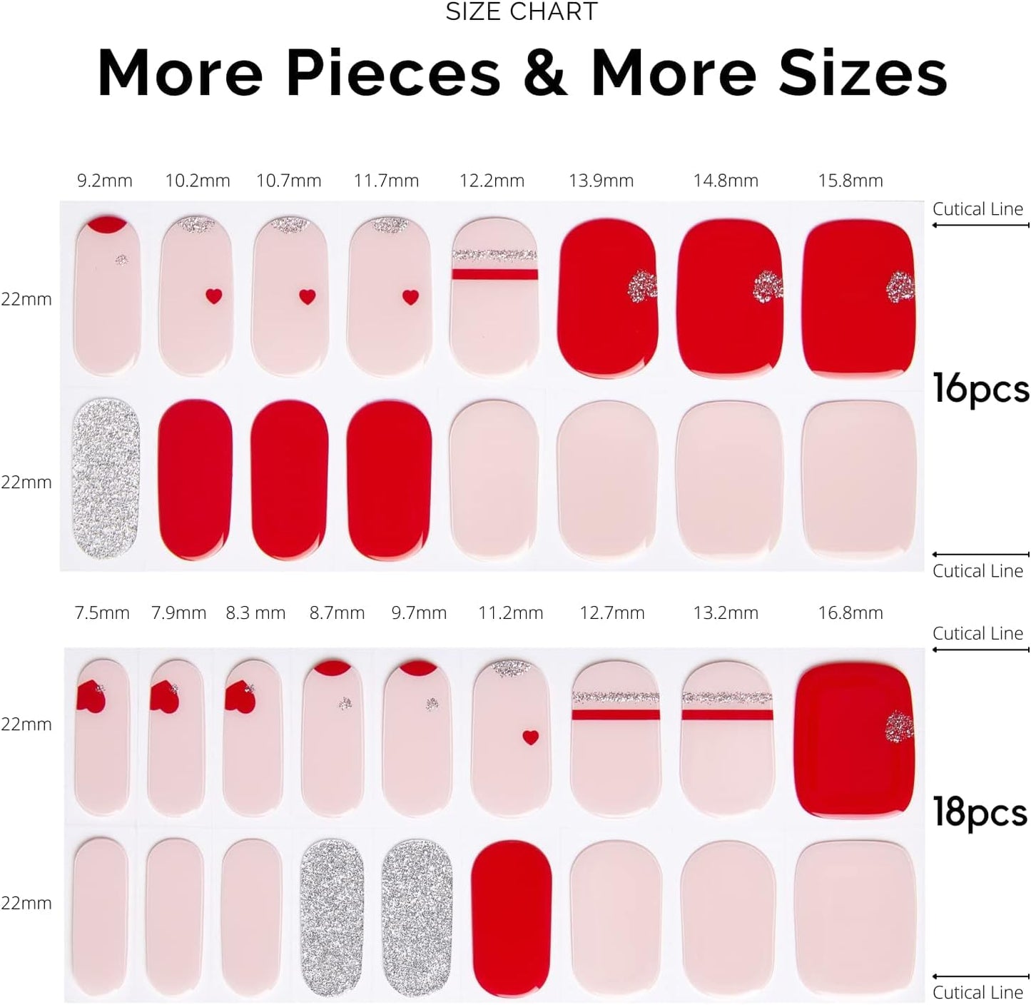 NAILOG Valentines Semi Cured Gel Nail Strips 34 pcs, Buy 2 Get 1 UV Lamp, Salon-Quality Gel Nail Stickers, Valentines Day Gel Nail Wraps with Soft Gel Finish | Love Note