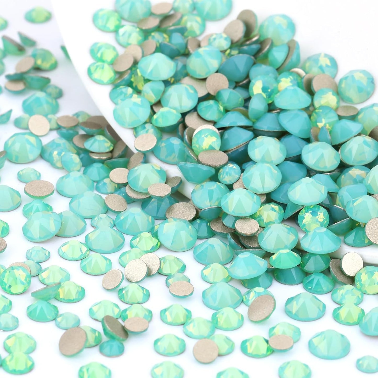 Novani Green Opal Rhinestones 1440pcs Flat Back Round Rhinestone Style 2088 Sparkly Crystal Gemstones for Nail Art and Crafting SS20,4.6-4.8mm