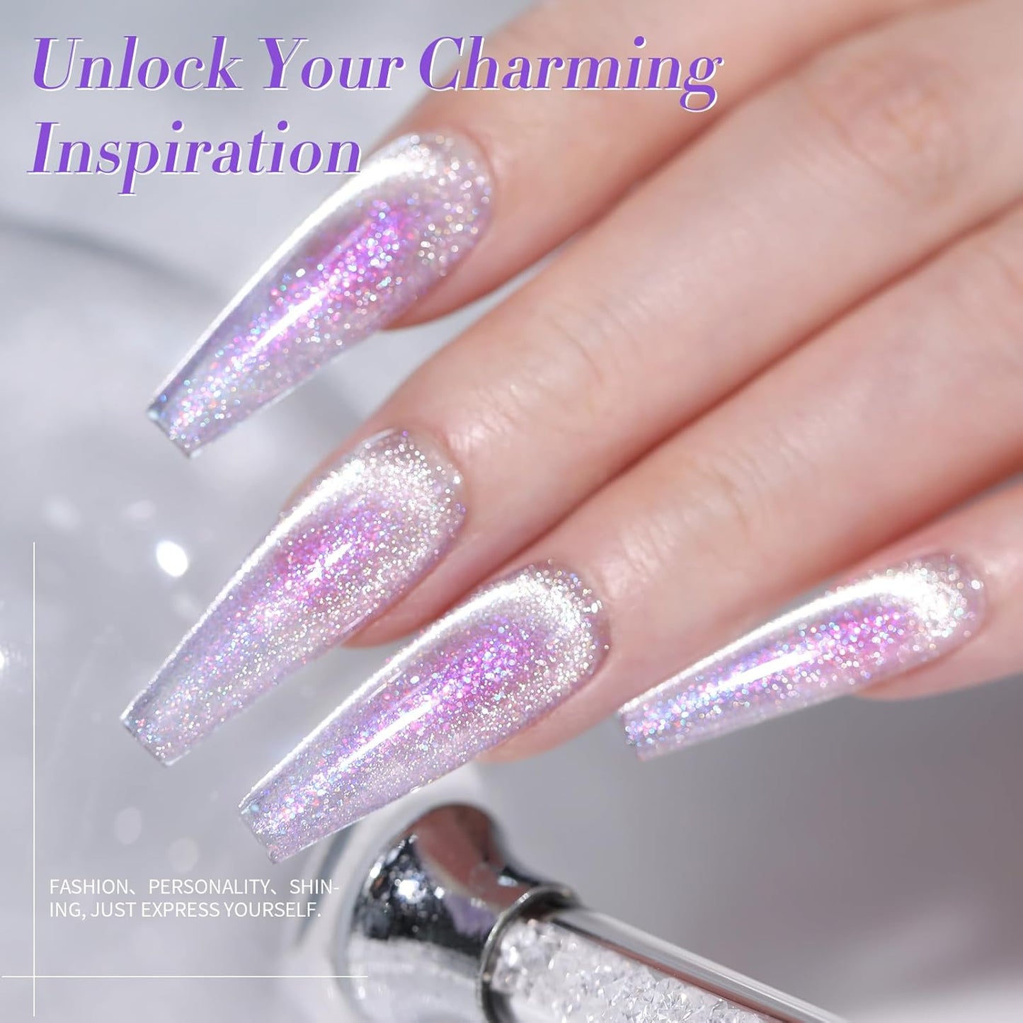 Born Pretty Auroras Cat Magnetic Eye Gel Nail Polish Mermaid Glitter Shimmer Magnetic Gel Polish 15ML