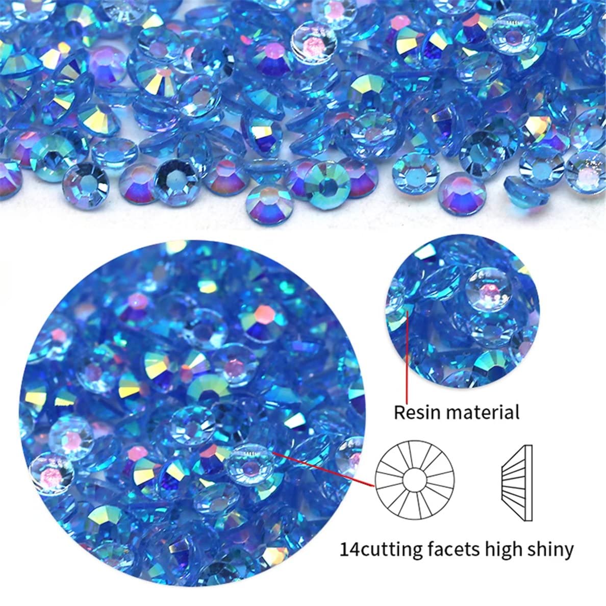 1440 Pcs SS20 5mm AB Flatback Rhinestones for Nails Art Crafts Transparent Glitter Round Gems Crystals DIY Clothes Shoes(Clear Light Purple AB)