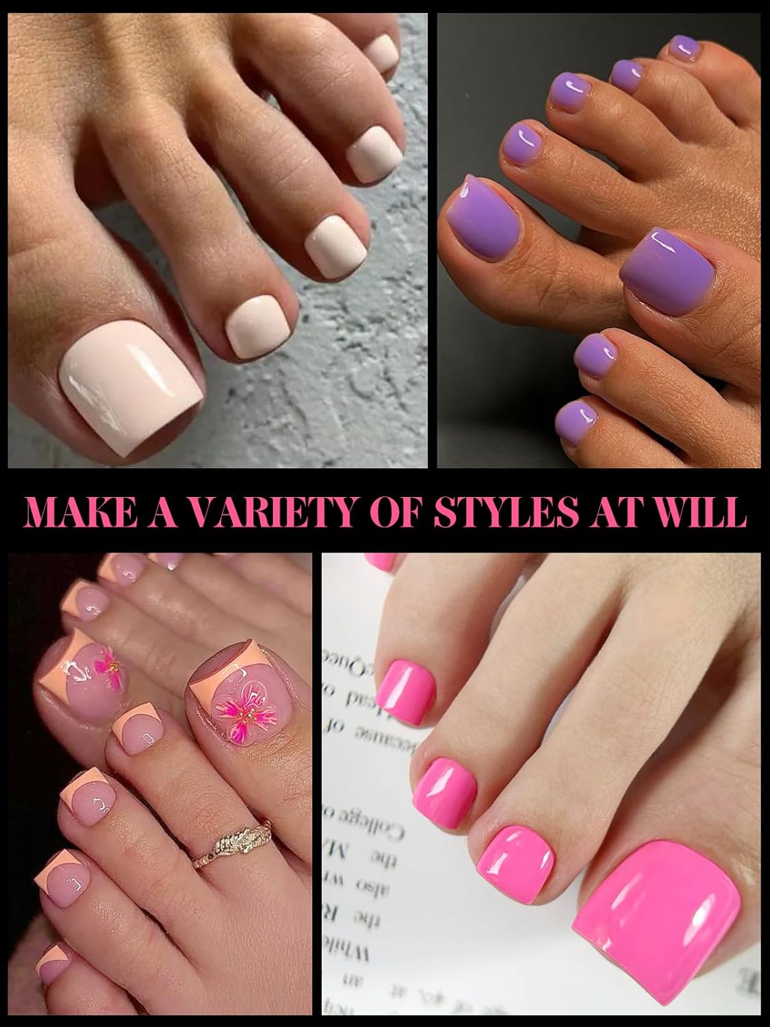 TOROKOM 300 Pcs Toe Nail Forms for Poly Extension Gel, Toenail Dual Forms Reusable Full Cover Molds for Poly Gel French Tip Acrylic Toenails Pedicure for Salon & DIY at Home 15 Sizes