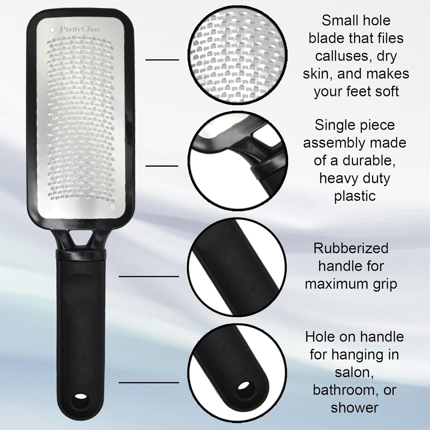 PrettyClaw | Foot File Callus Remover for Feet Care Pedicure Professional Foot File Filing Rasp Scrubber Tool Removes Dead Skin Salon and Spa Quality Black