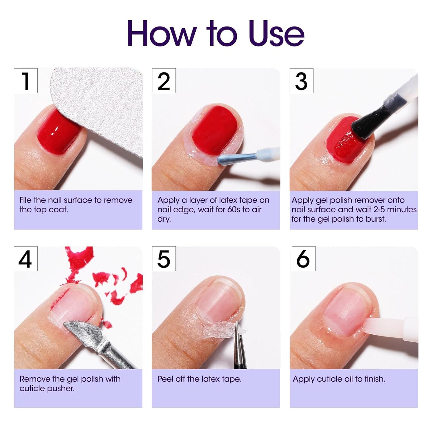 Gellen Gel Nail Polish Remover - 2Pcs Gel Polish Remover for Nails with Cuticle Pusher and Cuticle Oil, Quick & Easy Gel Nail Polish Removal in 2-5 Minutes, No Need Soaking or Wrapping 15ml 0.5fl.oz