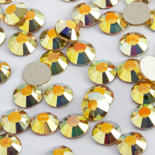 400 PCS SS30 Flatback Rhinestones,12-Facet Diamond-Cut Glass Gems for Nail Art,Clothing,DIY Crafts,Glue-On Decoration Stones with Silver Backing,Metal Sunlight