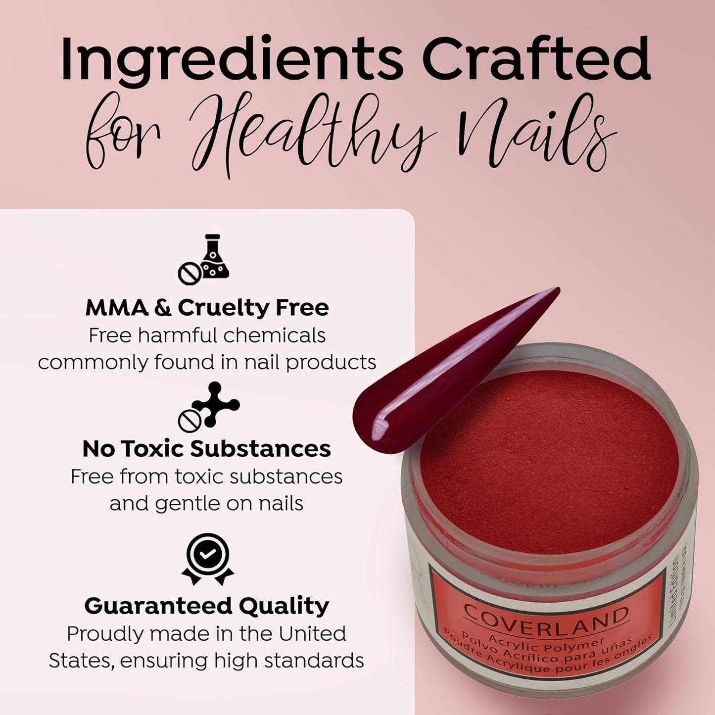 Tones Coverland Acrylic Powder | Show Off | 1.5 Oz | Limited Edition for Nail Design | Sculpting | Masking Bed Imperfections | Professional Supplies