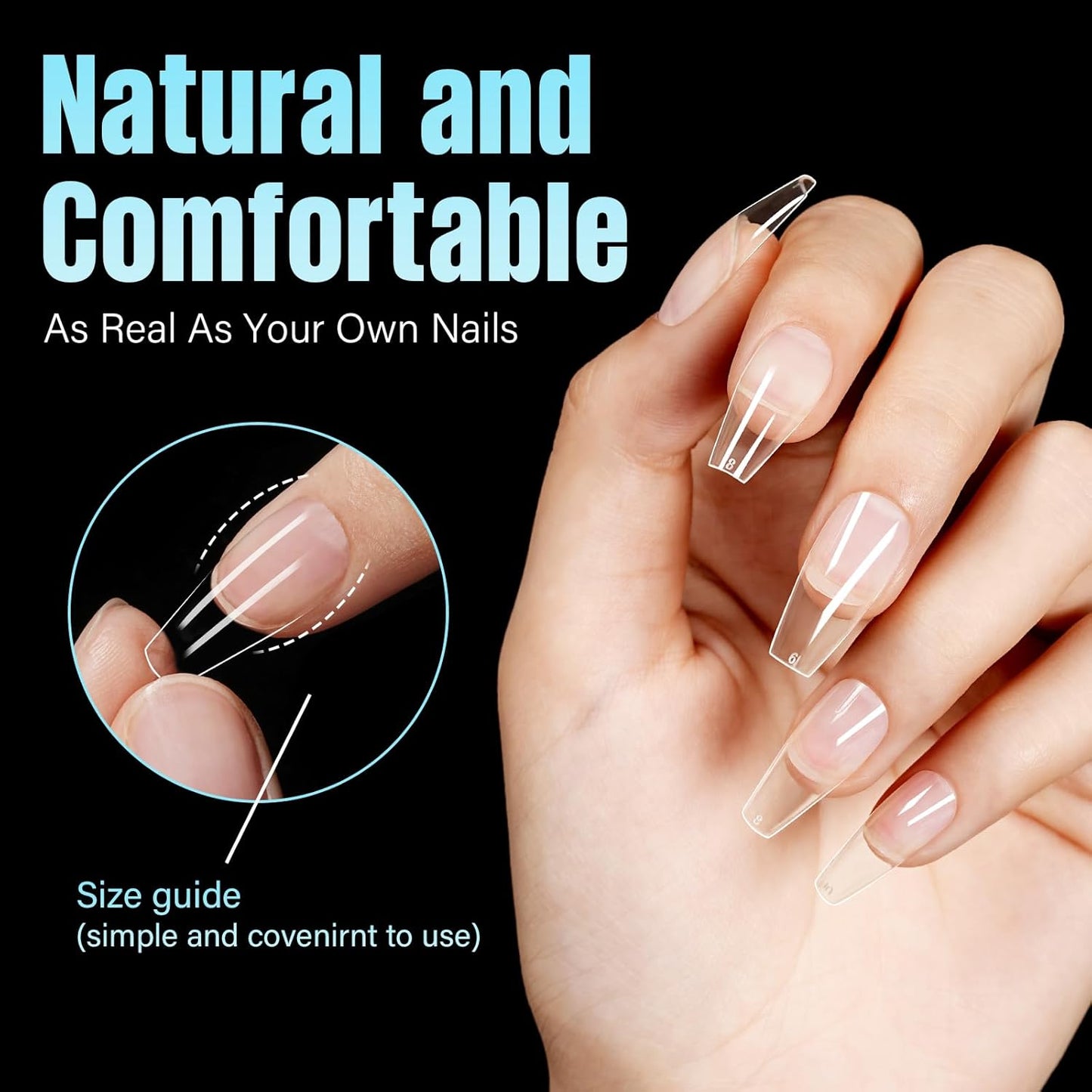 TOMICCA Medium Coffin Nail Tips, 240Pcs Half Matte Soft Acrylic Nail Tips, 12 Sizes Acrylic False Nail Tips, Nail Extension Tips for Beginner and Professional Home Diy