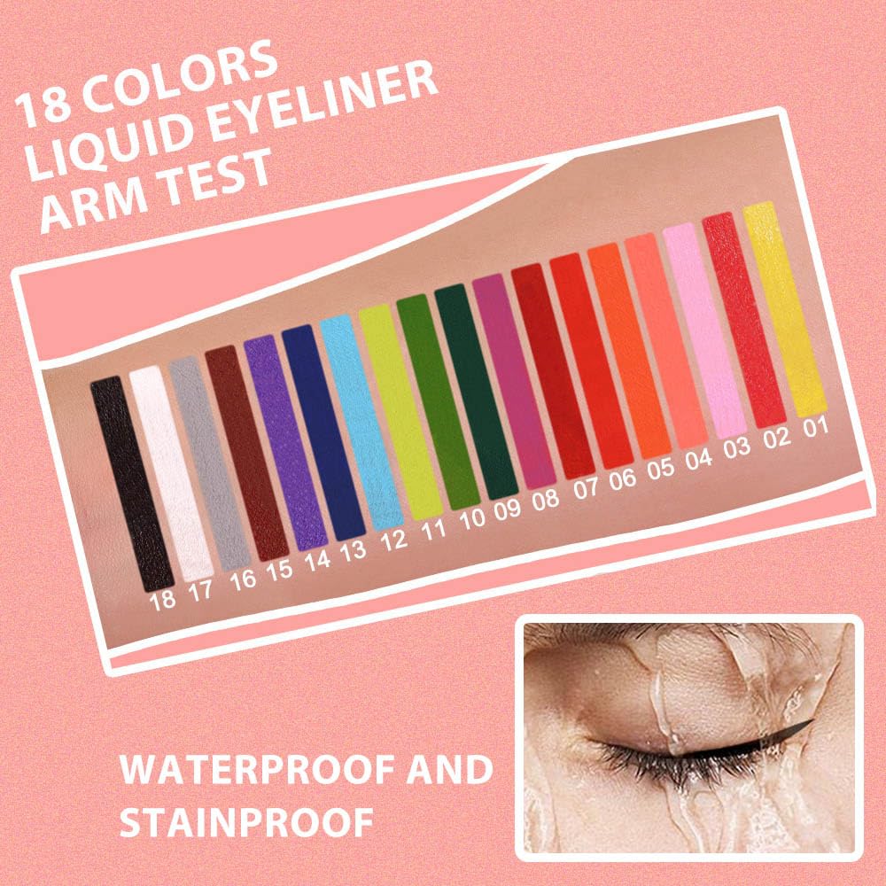 evpct 1Pcs Light Green Liquid Eyeliner Waterproof Light Green Eye Liners for Women, Eyes Wing Stamps Shapes Colored Eyeliner delineador de ojos a prueba de agua contra el agua blanco para ojos
