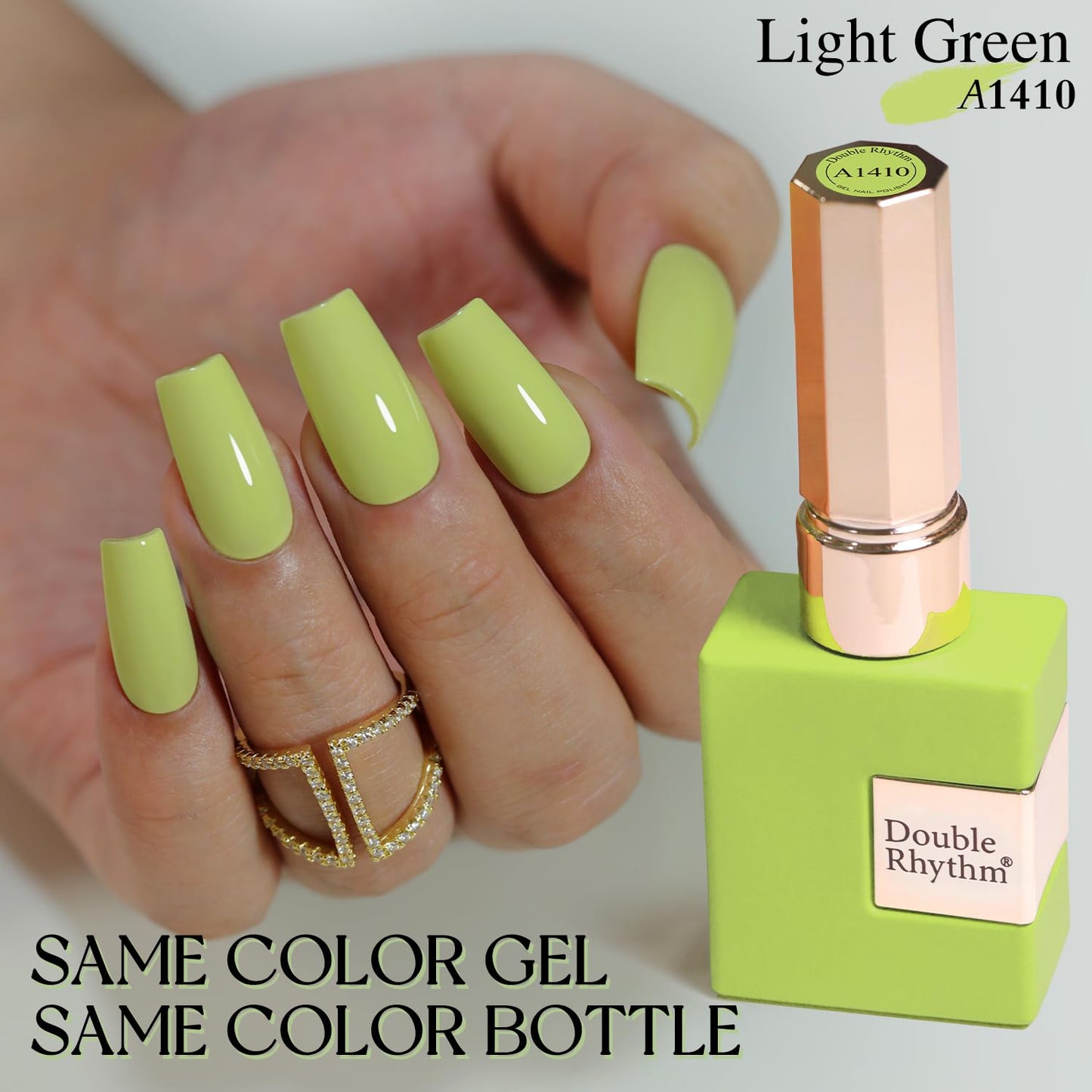 Double Rhythm Pastel Green Gel Polish Sheer Neutral Natural Light Milky Same Color Same Bottle 15ML Jelly UV Nail Art DIY at Home (Pale Green-A1410)