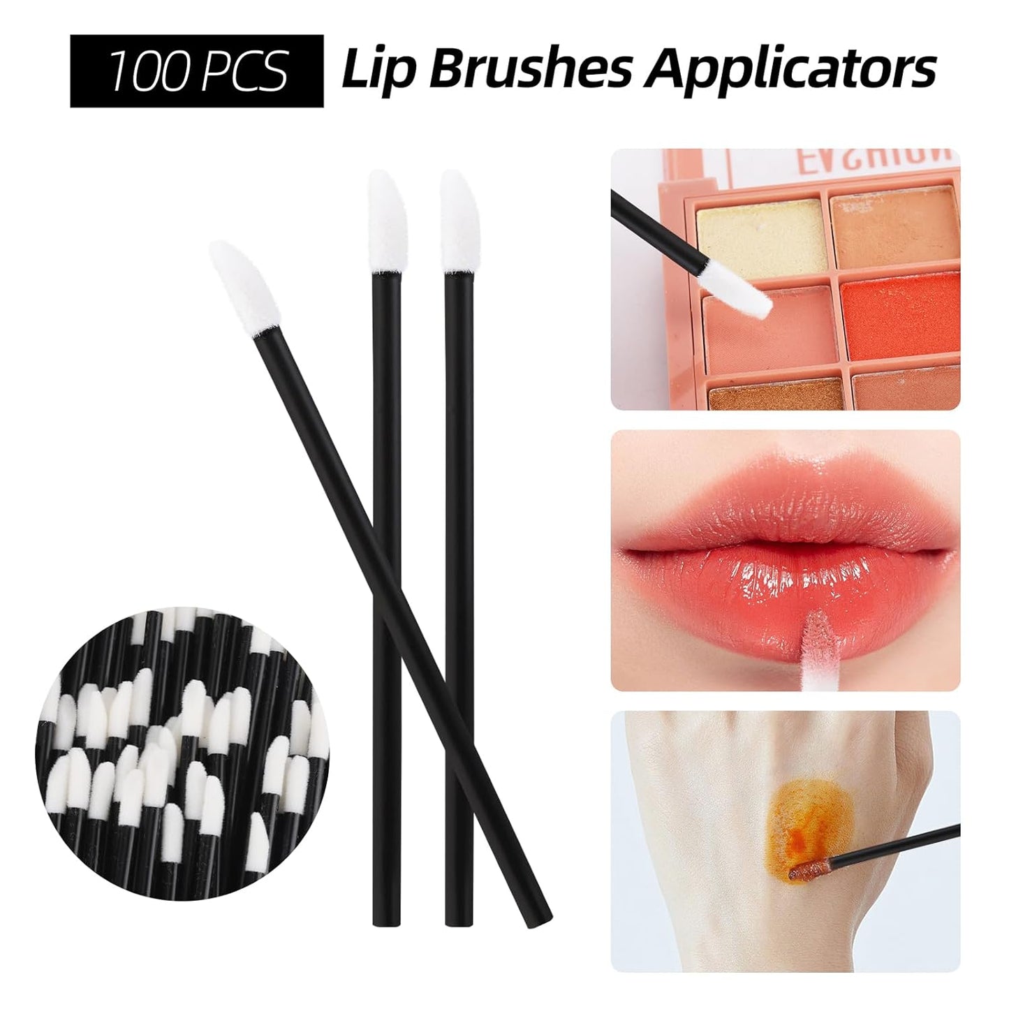 300 Pcs Spoolies Mascara Wands and Lip Brushes and Micro Swabs Applicator Disposable Eyelash Brushes Lipstick Tester Makeup Applicator Tool Black