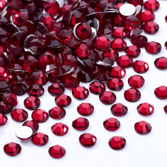 Siam Flatback Rhinestones, Glass Rhinestones for Nail Art and Craft, Glue Fix, Loose Crystal Gemstones(Siam, SS12, 1440pcs, 2.9-3.0mm)