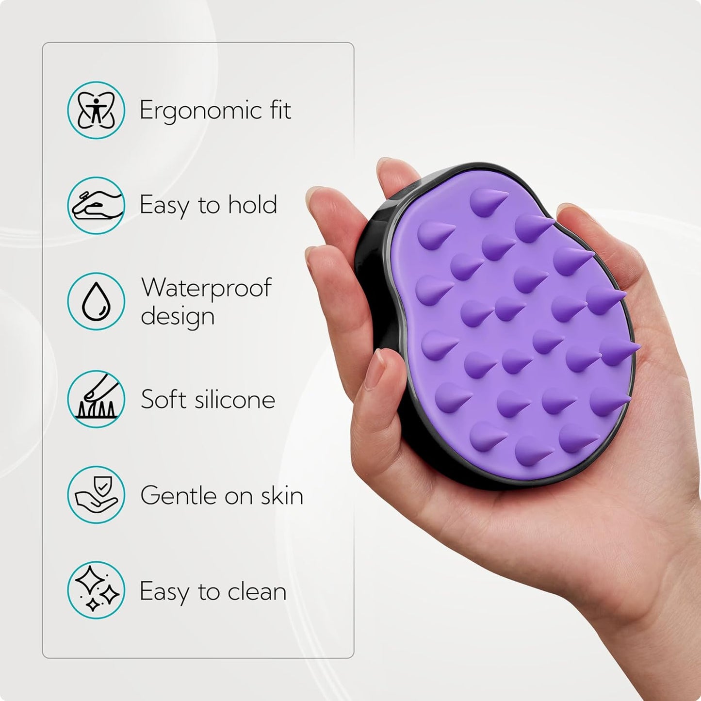 HEETA Hair Scalp Massager Shampoo Brush 2 Pack, Soft Silicone Bristles to Remove Dandruff, Waterproof Hair Scrubber for Both Wet Dry Hair, Suitable for Men & Women (Turquoise & Purple)