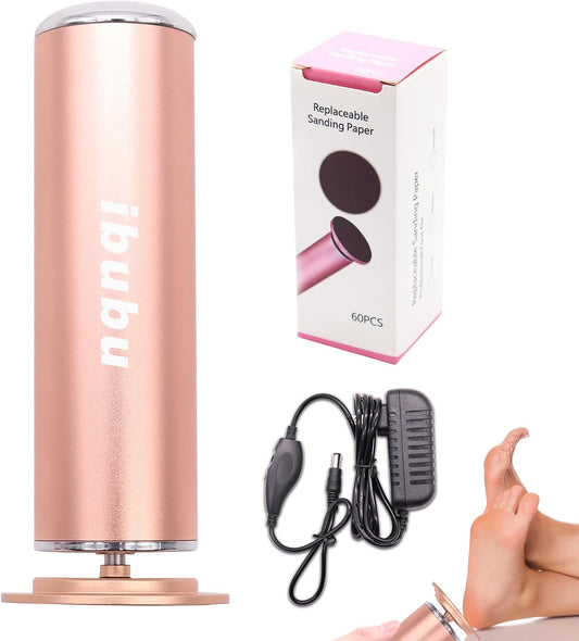 Electric Feet Callus Remover Gold Professional Powerful Foot File Pedicure Grinder Sanders with 60PCS Replacement Sandpaper Discs Heel Scraper for Dead Dry Crack Skin Calluses Speed Adjustable