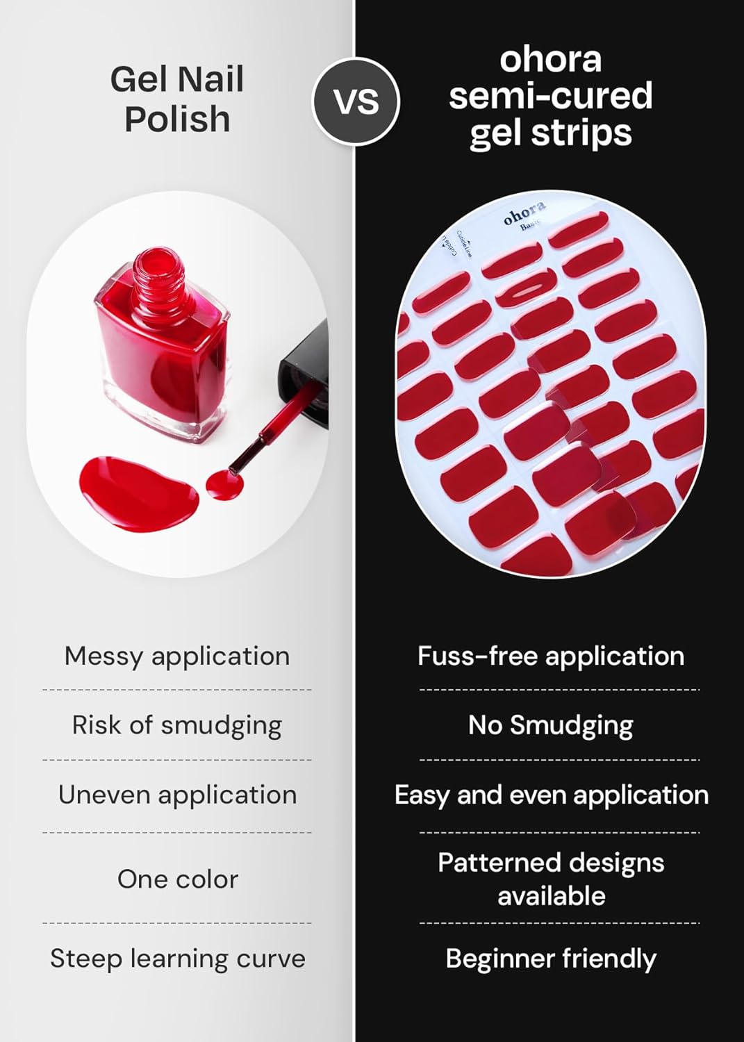 ohora Semi Cured Gel Nail Strips (N Silky Way) - Nude, Metallic, Works with Any UV/LED Lamps, Salon-Quality, Long Lasting, Easy to Apply & Remove - Includes 2 Prep Pads, Nail File & Wooden Stick