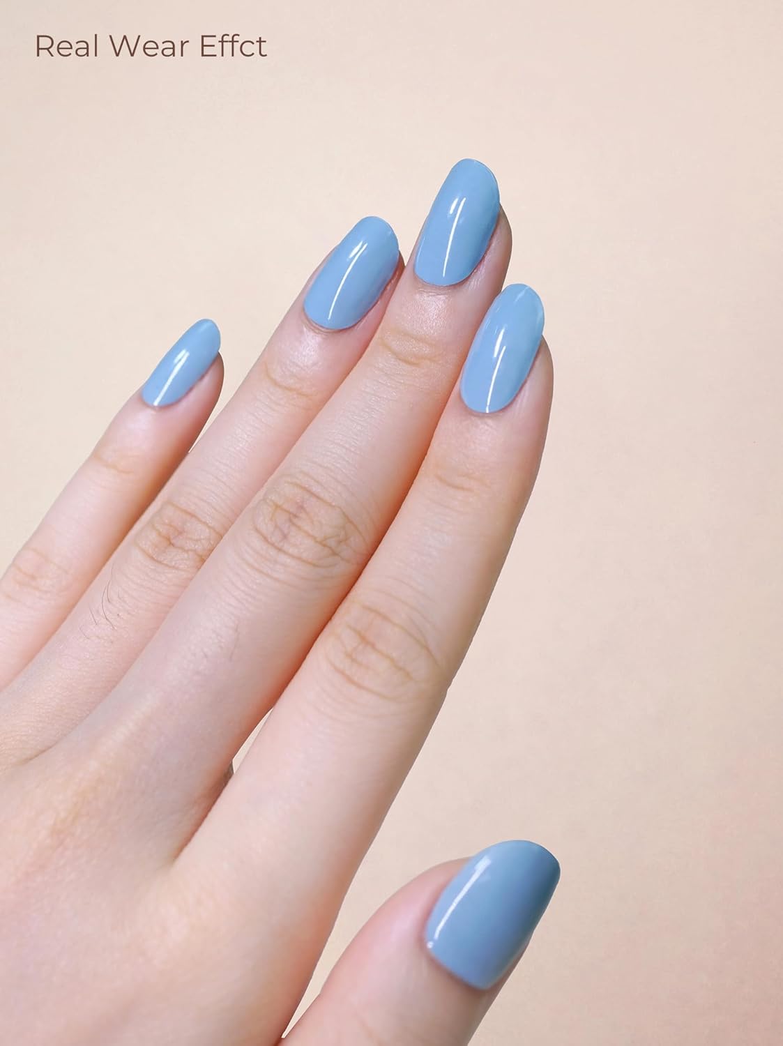 Pre Cured Gel Nail Strips - 44PCS Salon Quality Gel Nail Stickers - Long Lasting Polish Wraps for Women no UV Light Needed Easy Apply& Remove (Moss Blue)