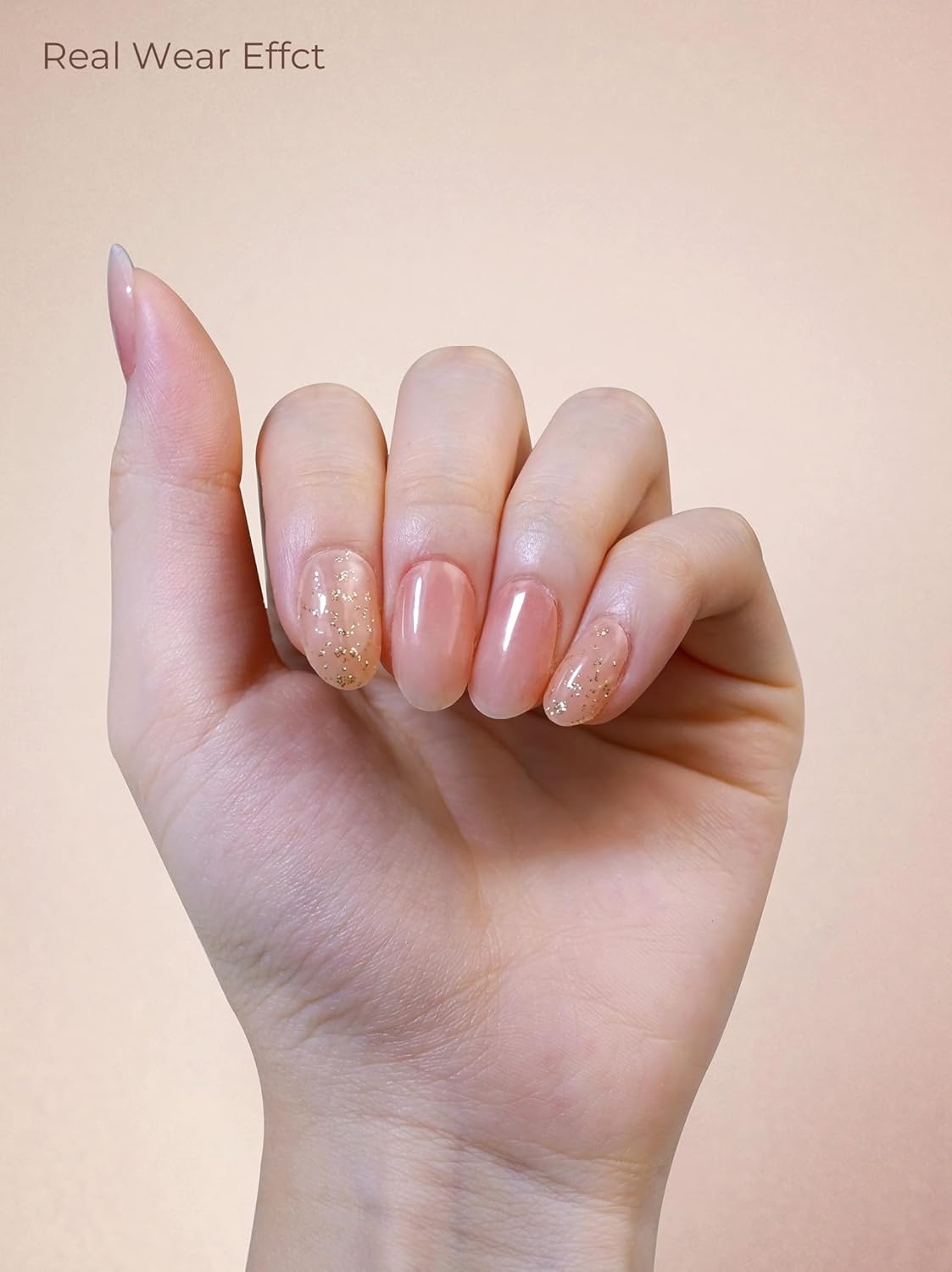 Pre Cured Gel Nail Strips - 44PCS Salon Quality Gel Nail Stickers - Long Lasting Polish Wraps for Women no UV Light Needed Easy Apply& Remove (Crush Gold）