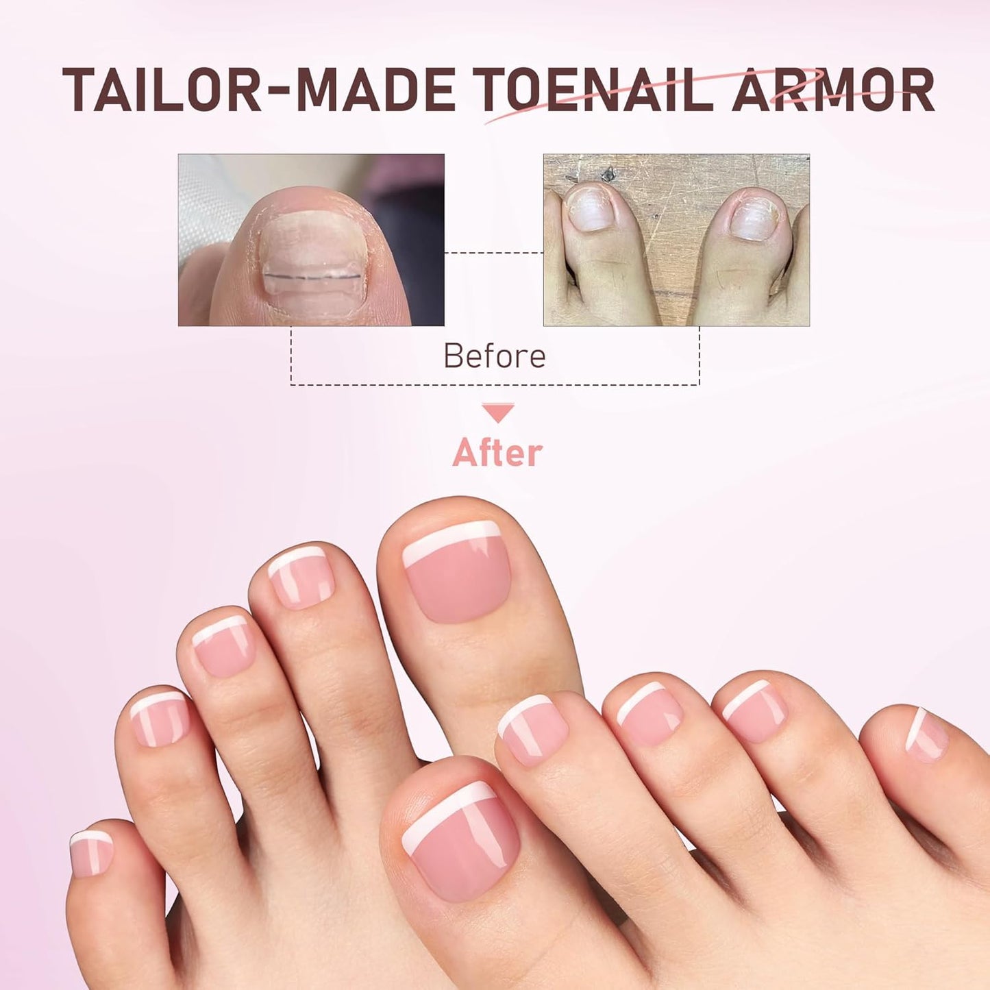 UNA GELLA French Toe Nail Press Ons 312pcs Peach Pink Full Cover Toe Nail Tips Press On Nails Soft Gel Fake Toe Nails Tips Gel Toe Nail Tips Fake Acrylic Toenails for Nail Extensions 12 Sizes