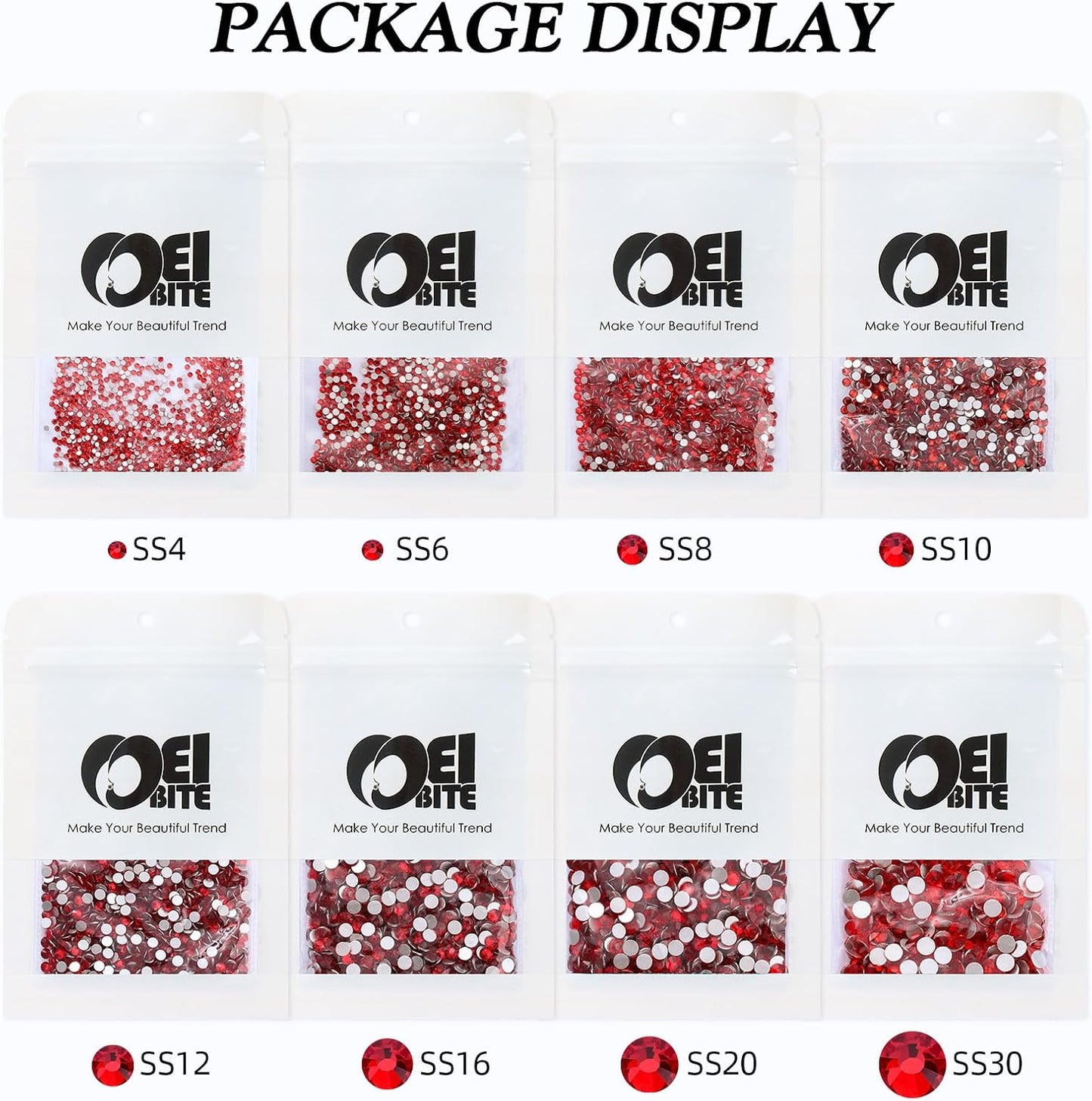 Light Siam Flatback Rhinestones, Glass Rhinestones for Nail Art and Craft, Glue Fix, Loose Crystal Gemstones(Red, SS6, 1440pcs, 1.9-2.0mm)