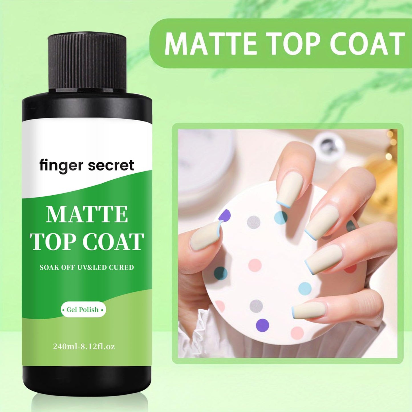 240ml/8floz Matte Top Coat for Gel Nail Polish,Fashion Matte Nail Polish,Nail Supplies for DIY in Salon or Home Use.