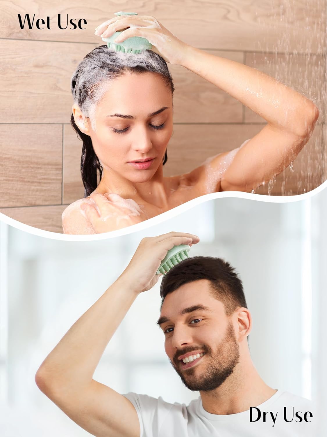 HEETA Hair Scalp Massager for Hair Growth, Shampoo Brush, Scalp Scrubber Exfoliator with Soft Silicone Bristles for Dandruff Removal to Relieve Stress, Wet Dry Use Updated Material, Green