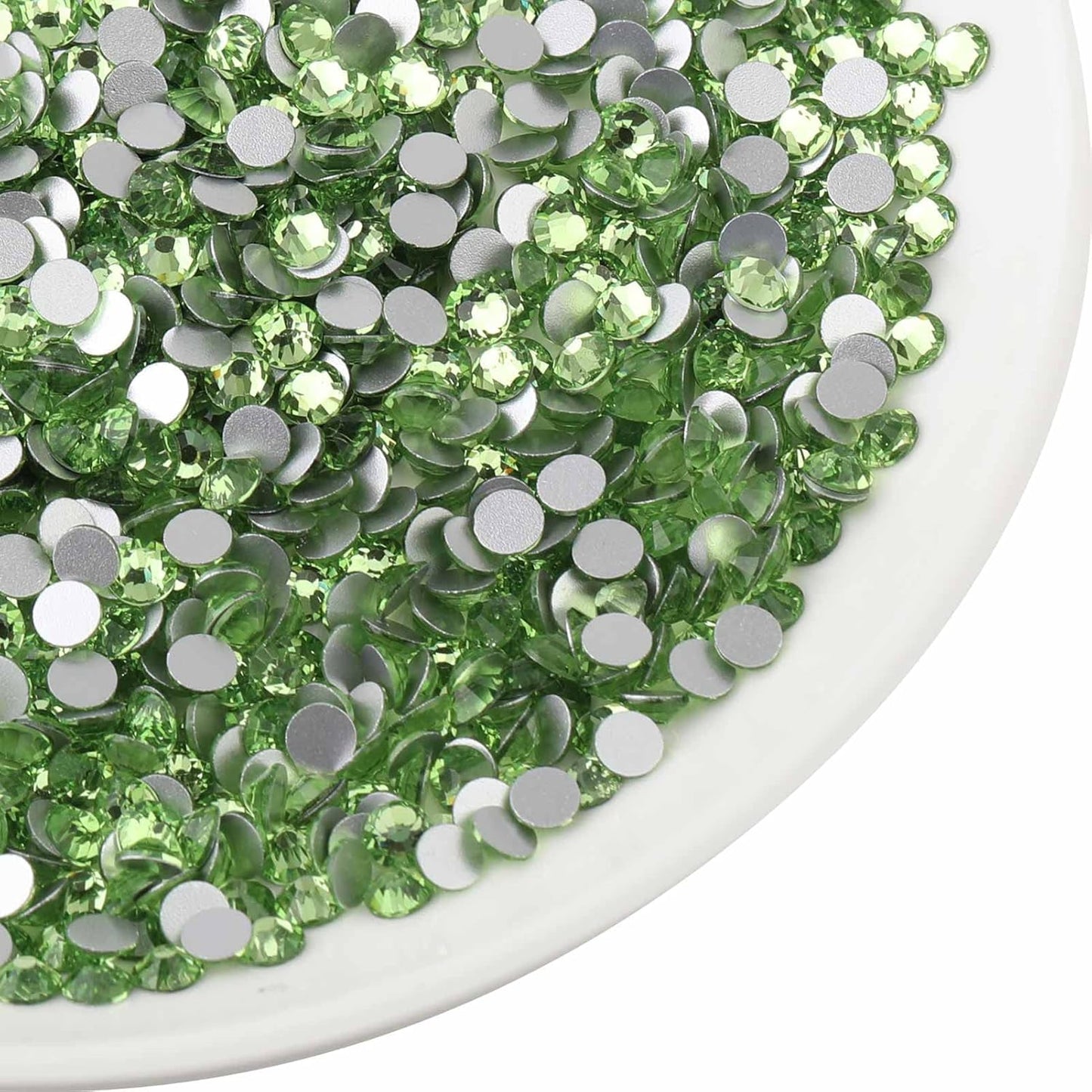 Beadsland 144pcs Flat Back Crystal Rhinestones Round Gems for Nail Art and Craft Glue Fix, Light Green, SS40, 8.4-8.7mm