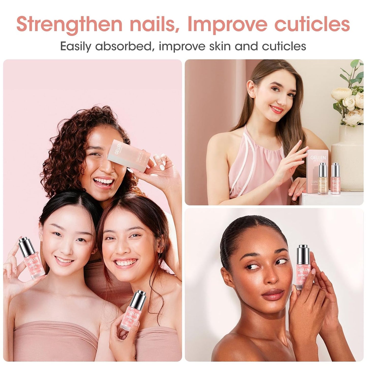 Gellen Nail Cuticle Oil for Growth and Strength, Vitamin E Fingernail Nourishing Oil for Hydrating, Moisturizing, Strengthening, Repairing, Nail and Skin Care Product for Men Women, Jasmine Scent