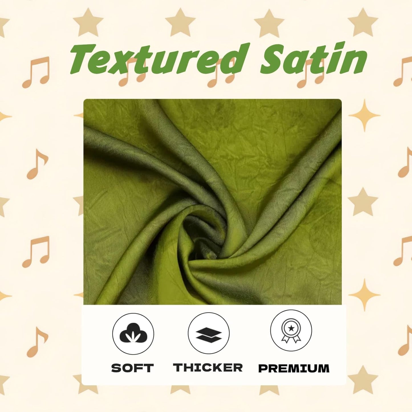 Serenade Textured Satin Heatless Curls Overnight, Heatless Hair Curler Curling Set for Women and Girls to Sleep in, with 2 Satin Scrunchies and 1 Clip for Overnight Curls, Green